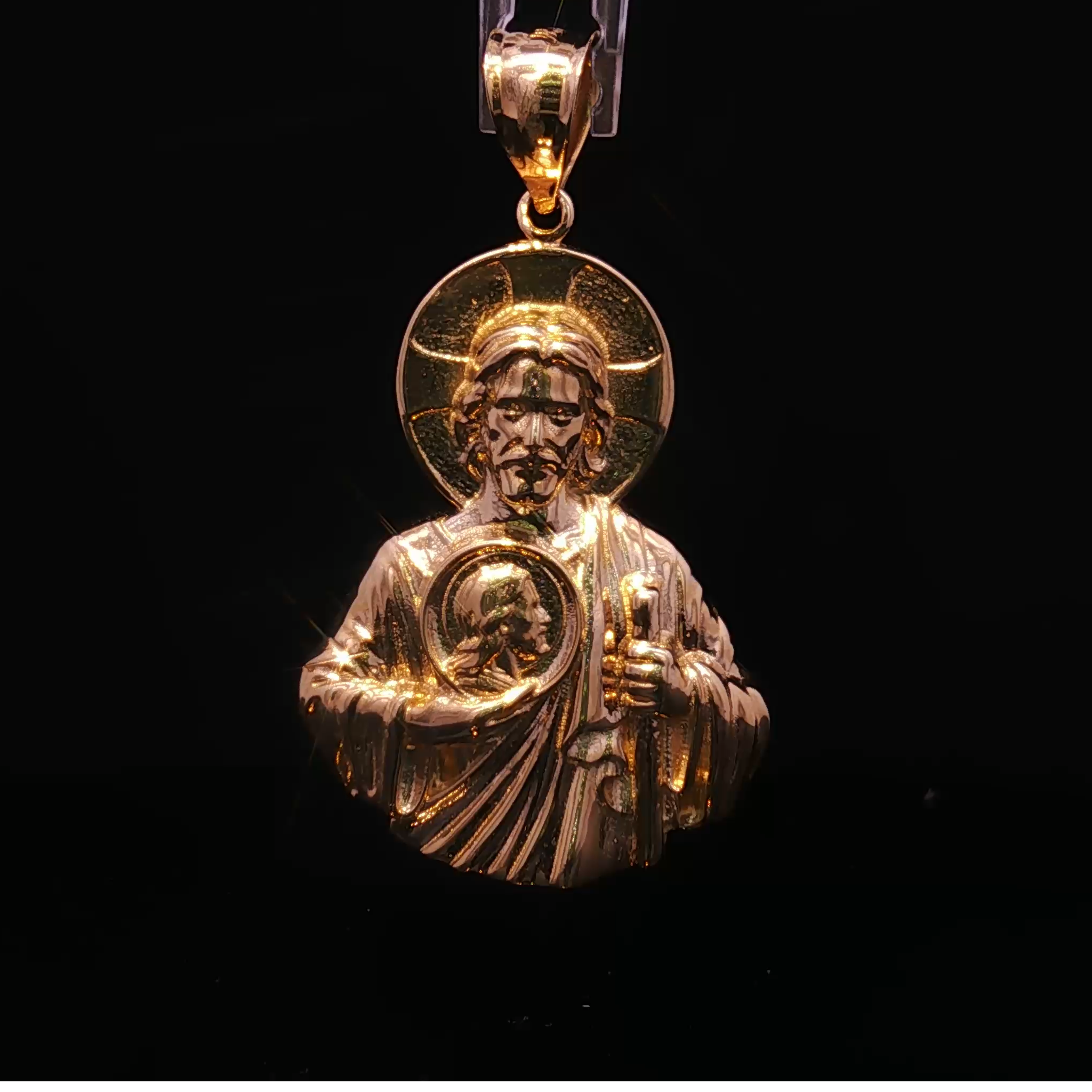 14K Yellow Gold Saint Jude Religious Pendant