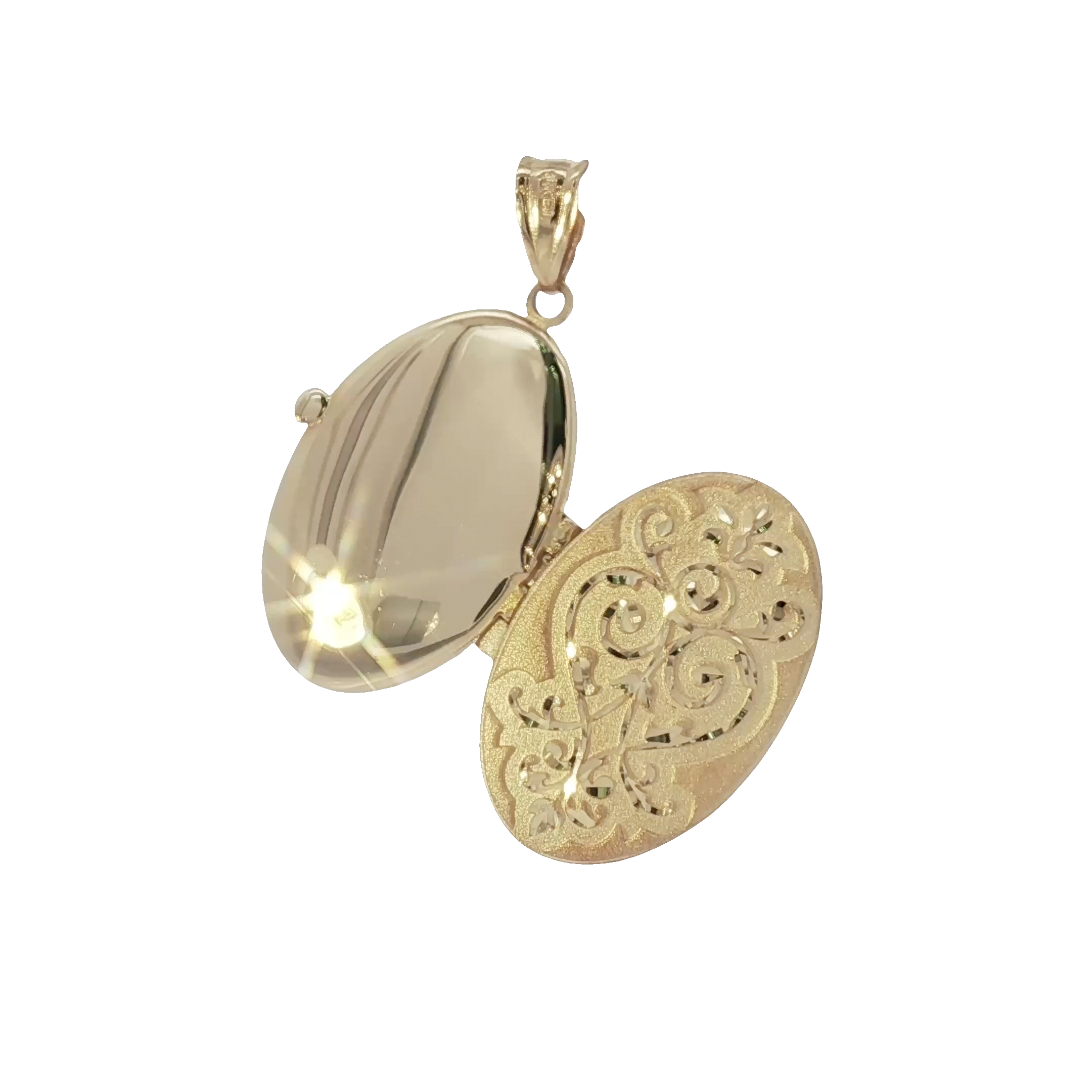 Elegant 14K Yellow Gold Engraved Locket Pendant