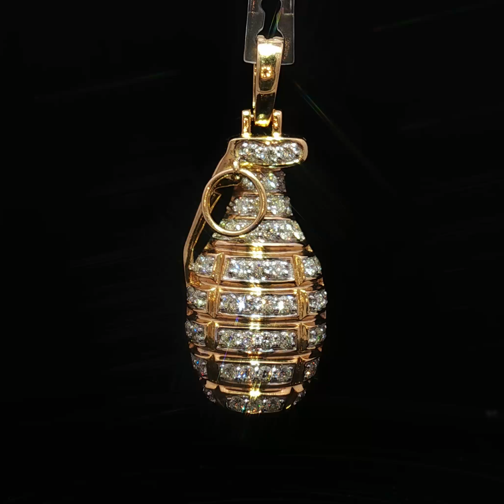 10k Diamond Hand Grenade Pendant