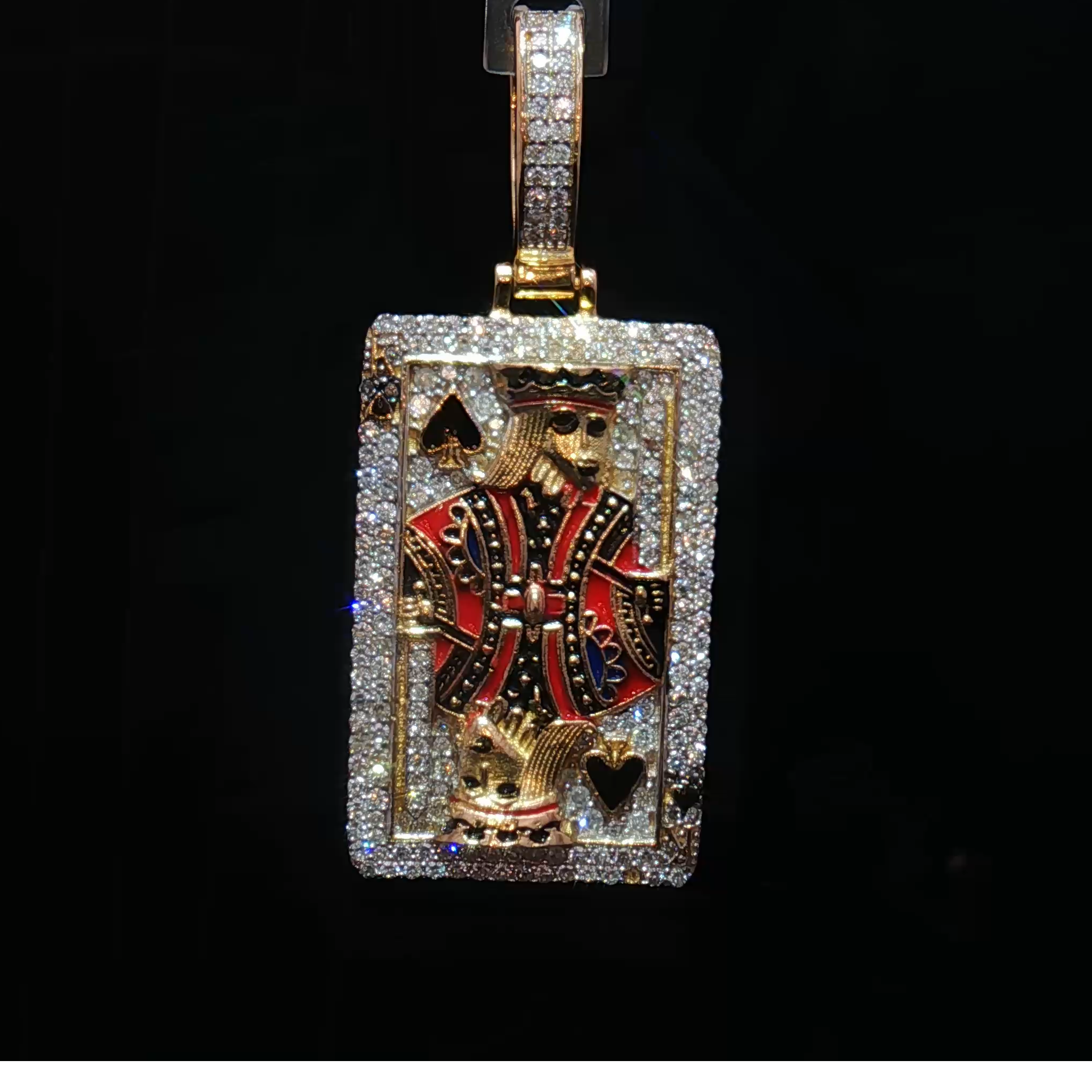 10k King of Spades Diamond Pendant