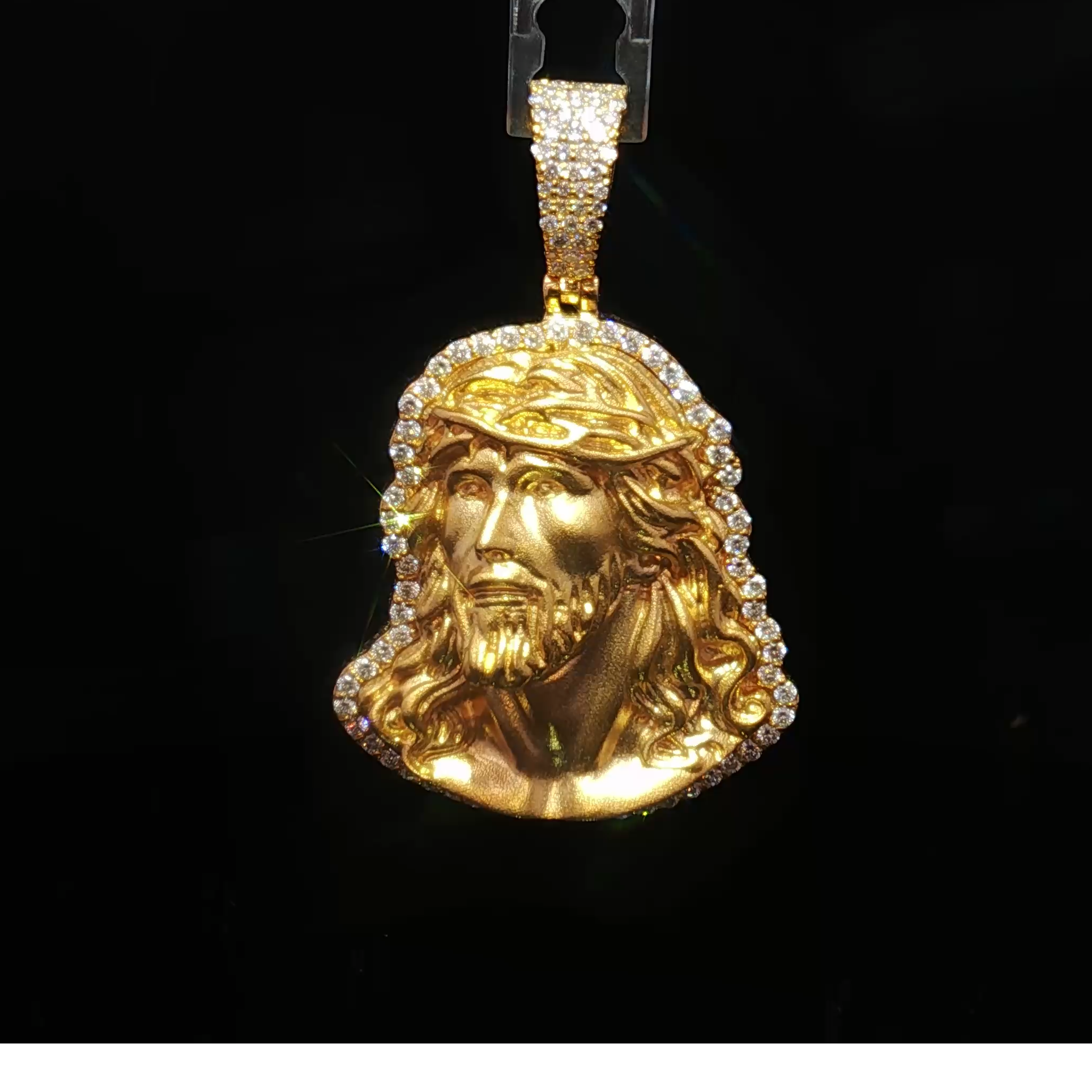 14k Diamond Jesus Face Pendant