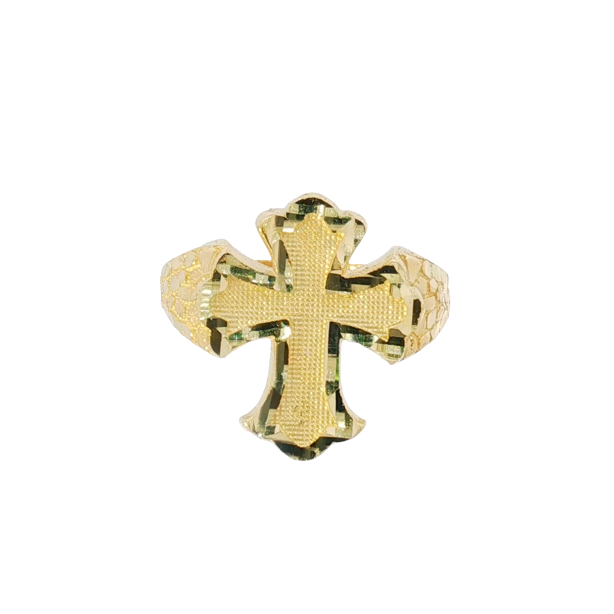 14K Cross Nugget Statement Ring
