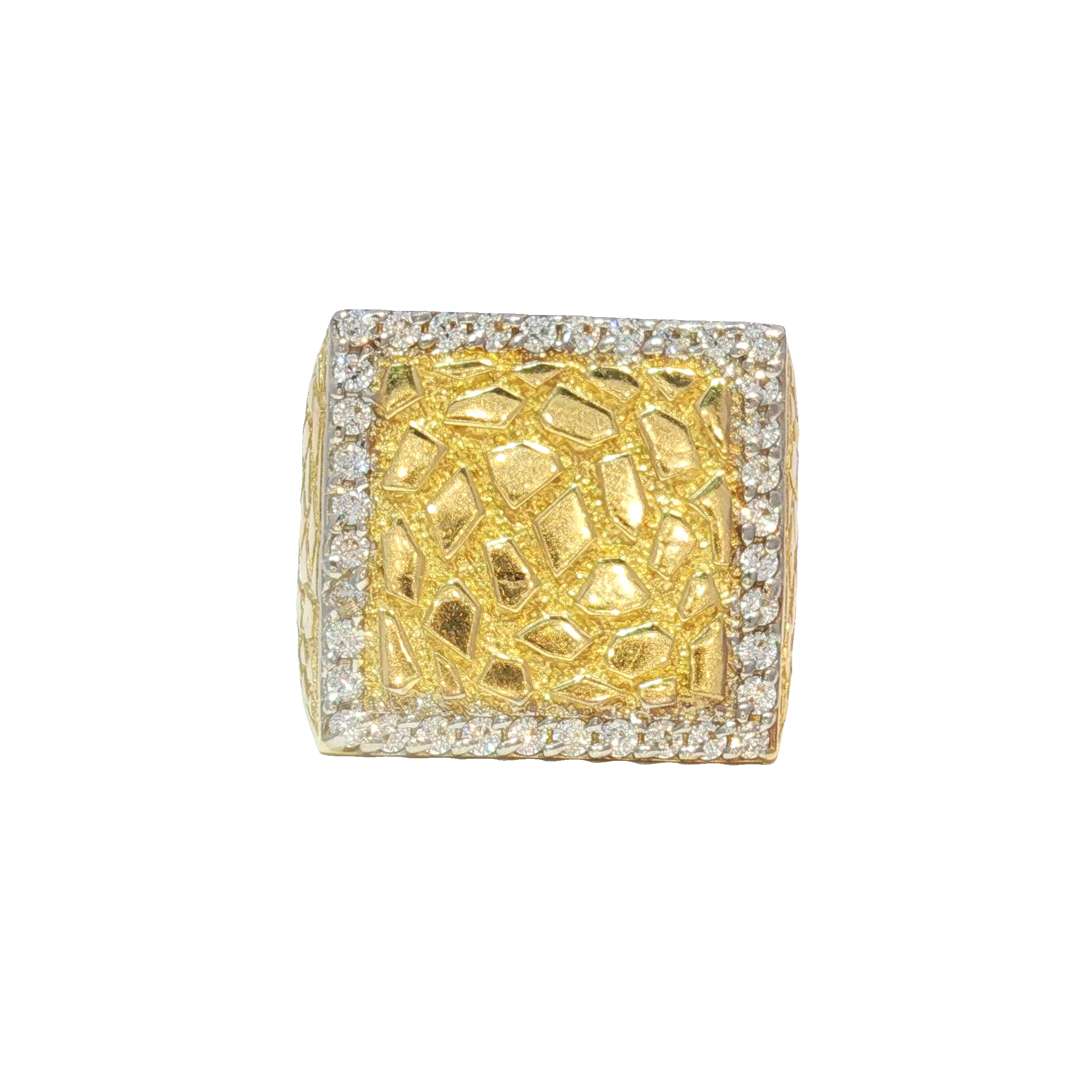 14K Square Nugget With CZ