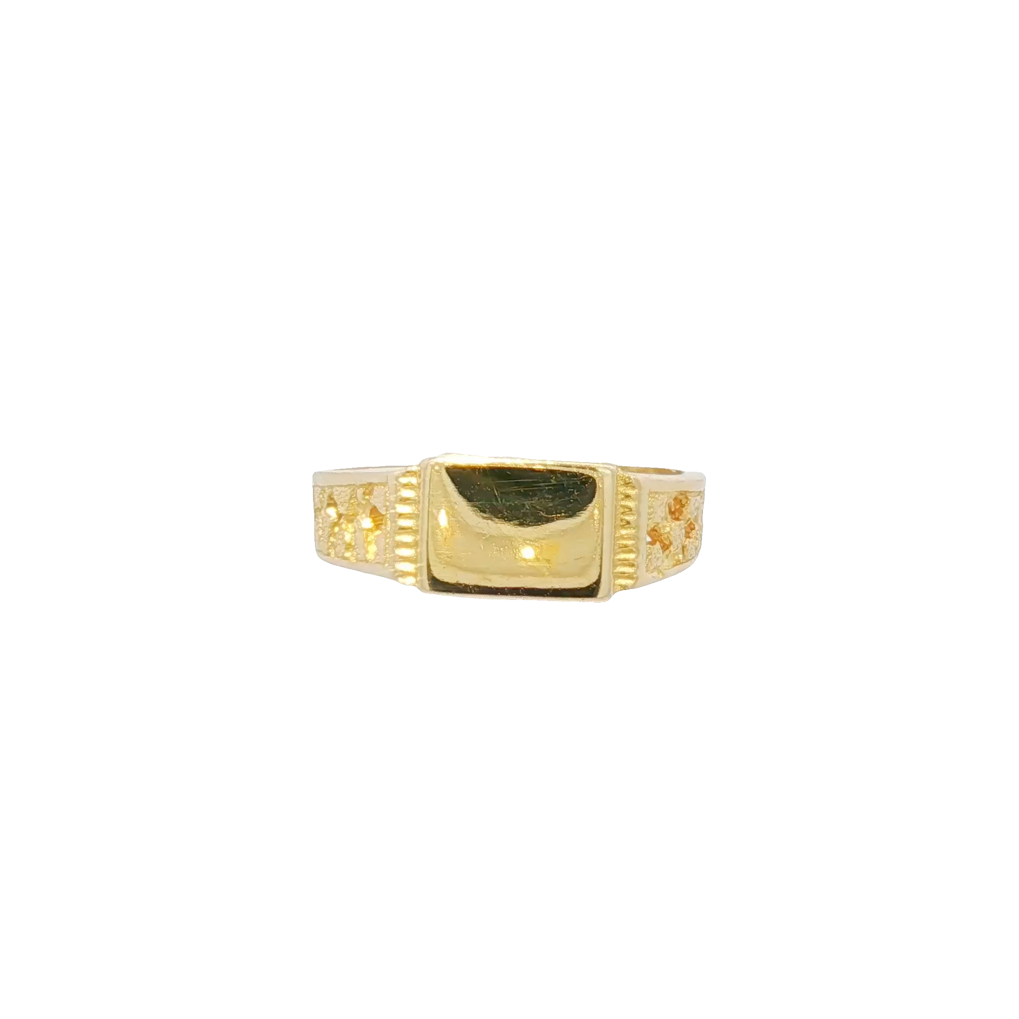 14K Baby Ring with Detailed Shoulder Nugget Design