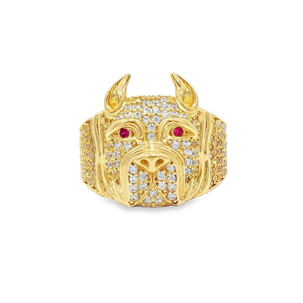 14K Yellow Gold Pitbull Ring
