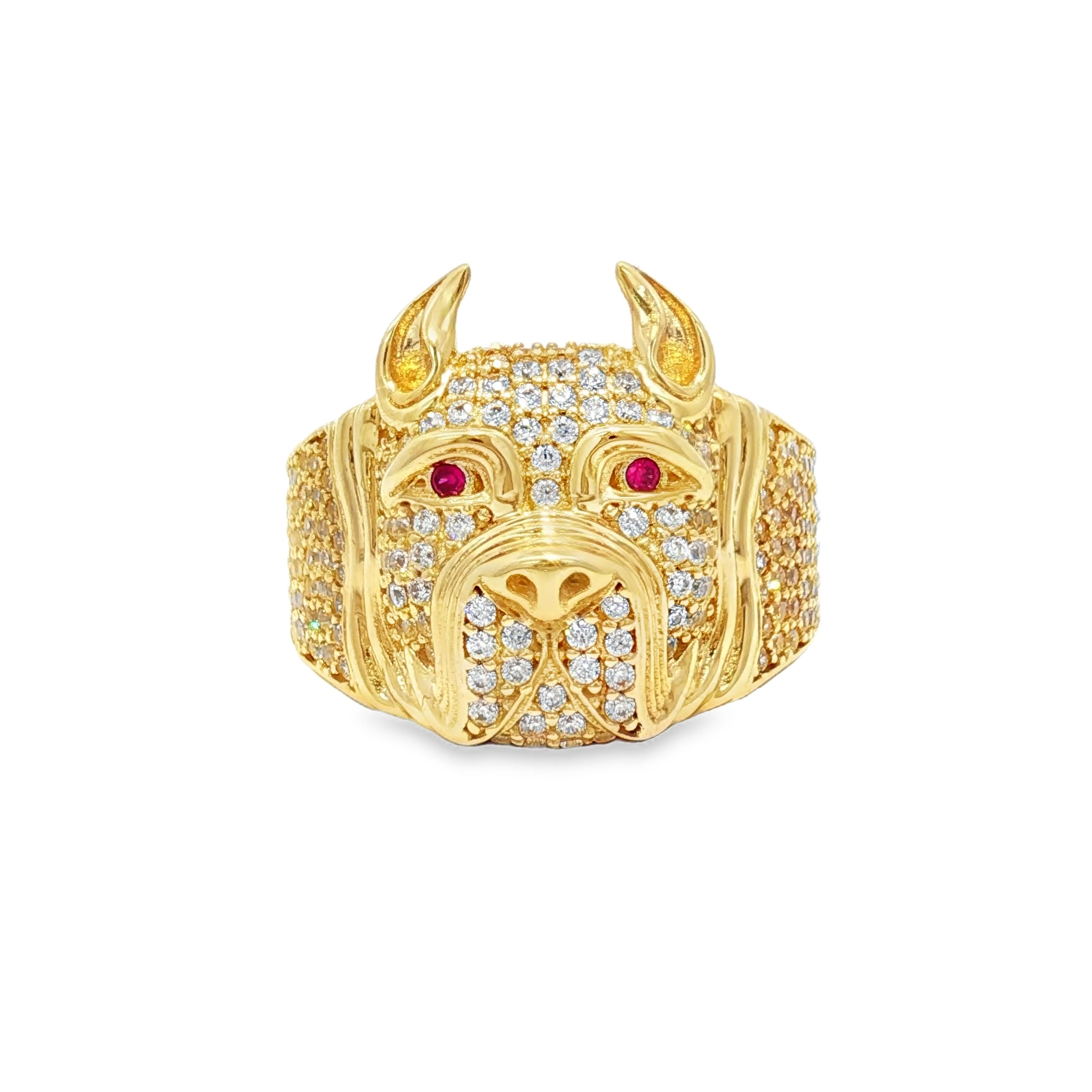 14K Yellow Gold Pitbull Ring