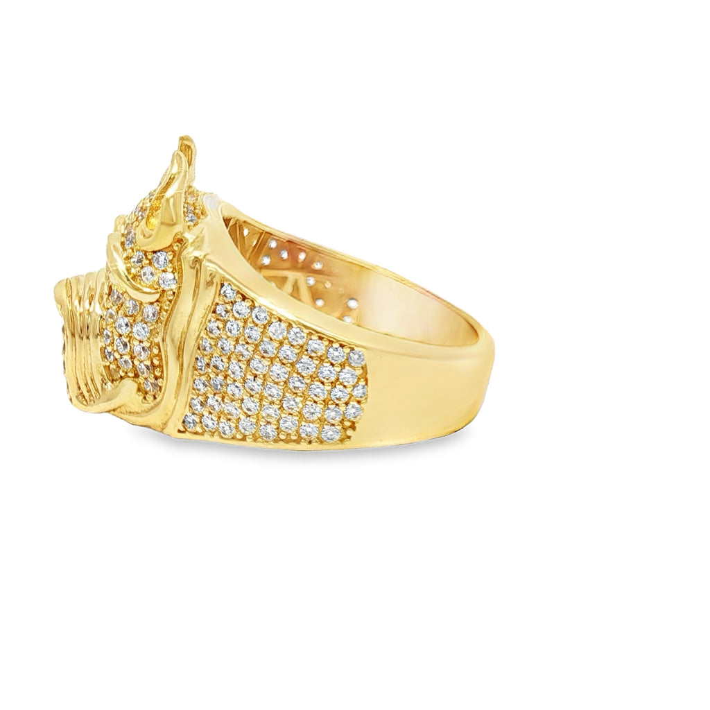 14K Yellow Gold Pitbull Ring