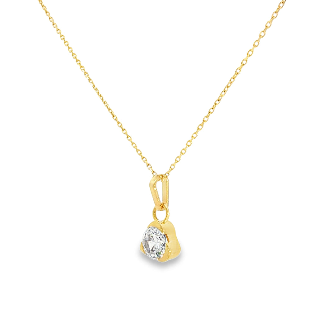 Yellow Gold Charm Necklace with Trillion Cut CZ