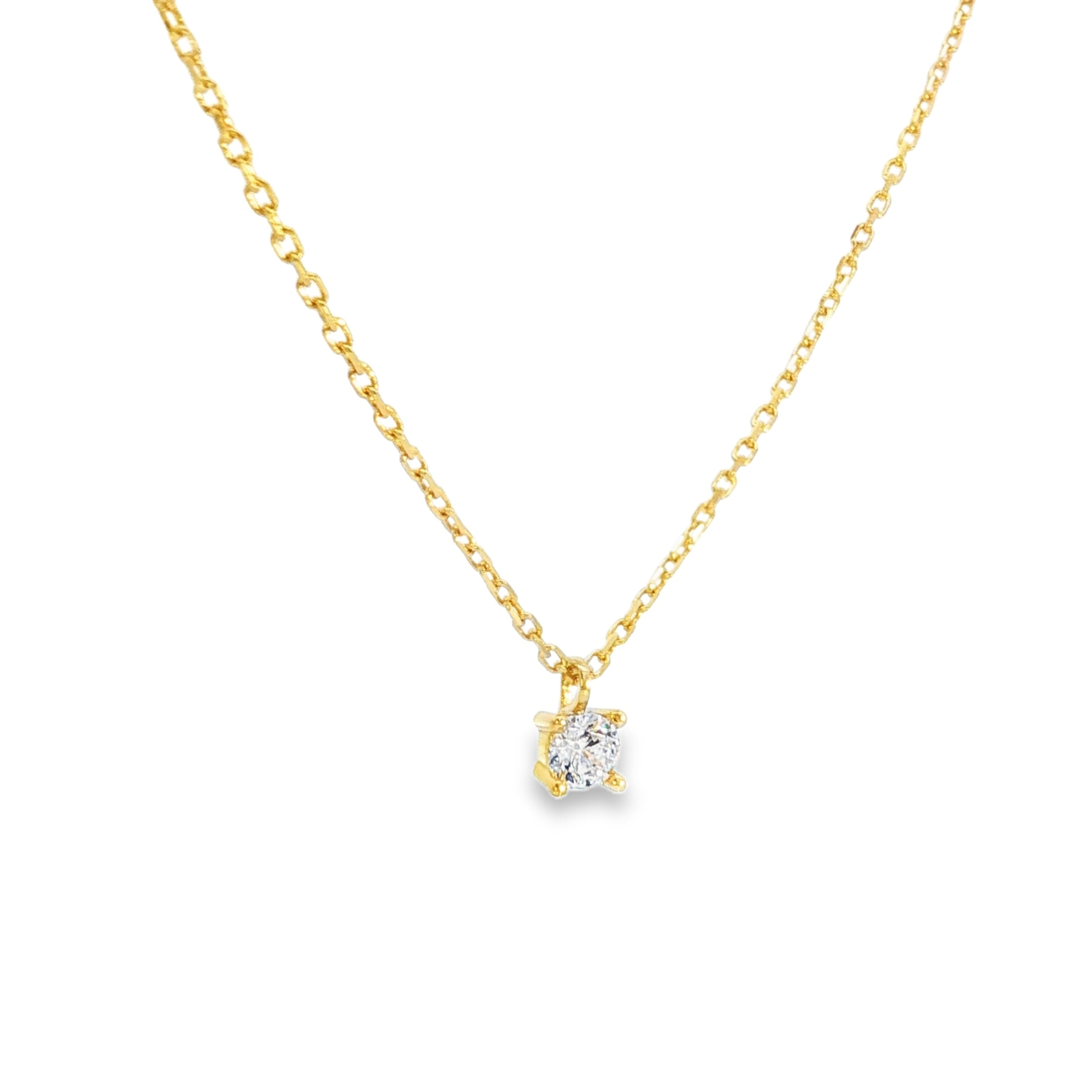 Delicate Yellow Gold Necklace with Square Brilliant CUT CZ Pendant