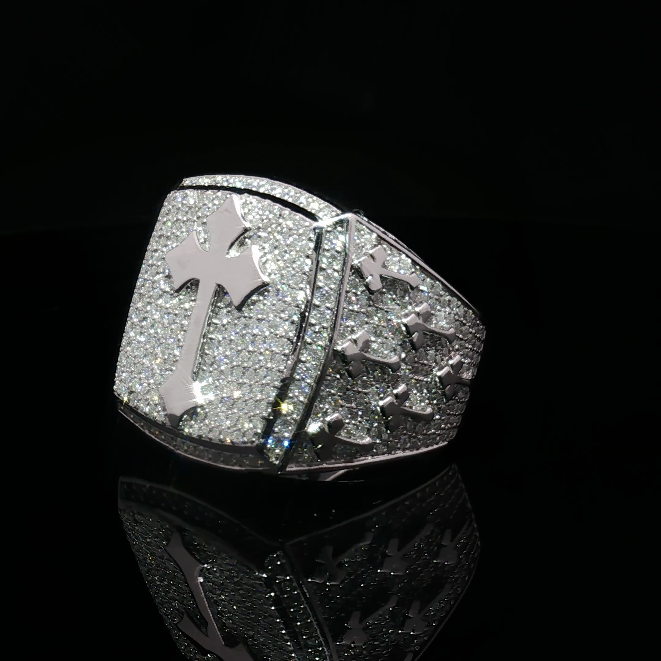 Multi Cross Iced Out Ring