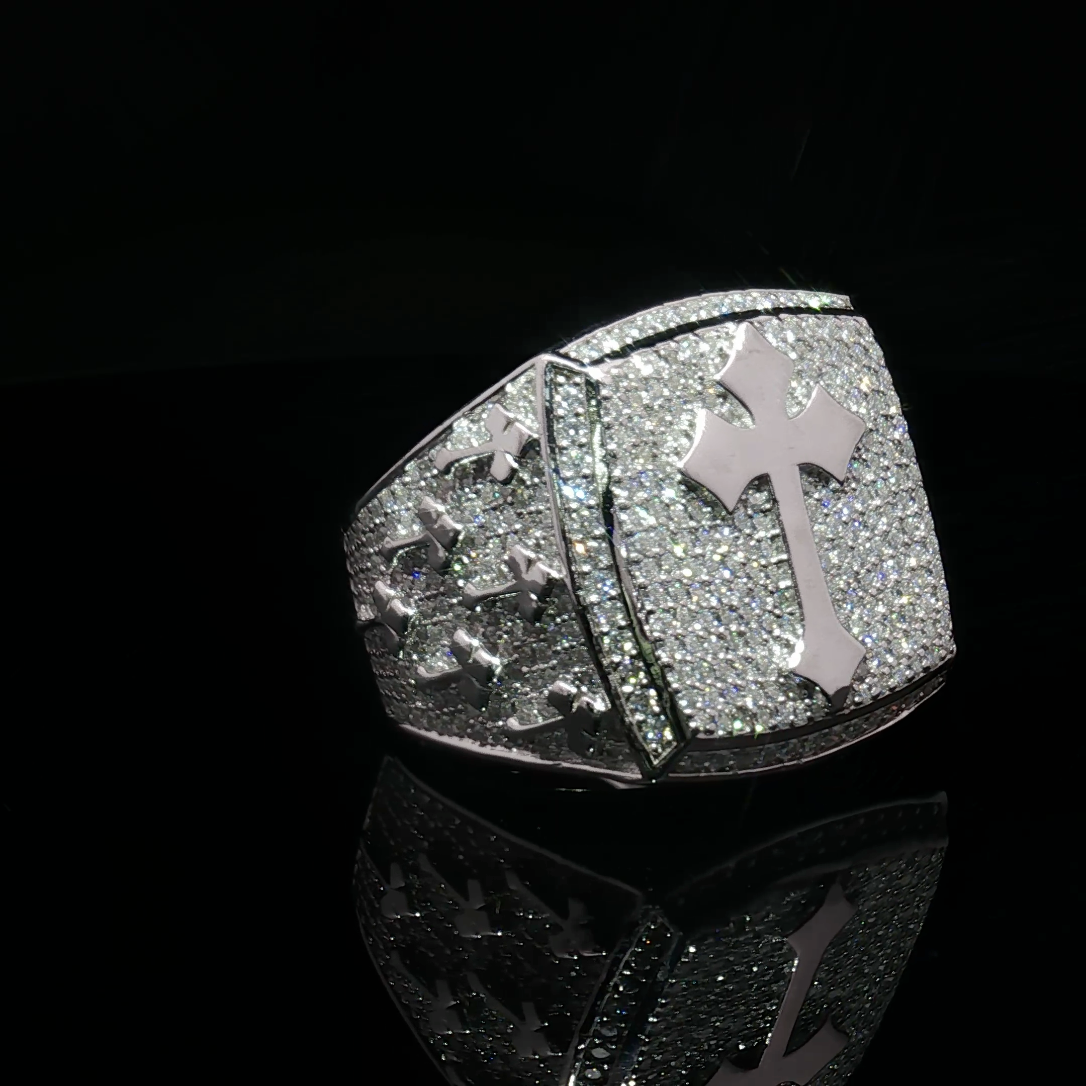 Multi Cross Iced Out Ring