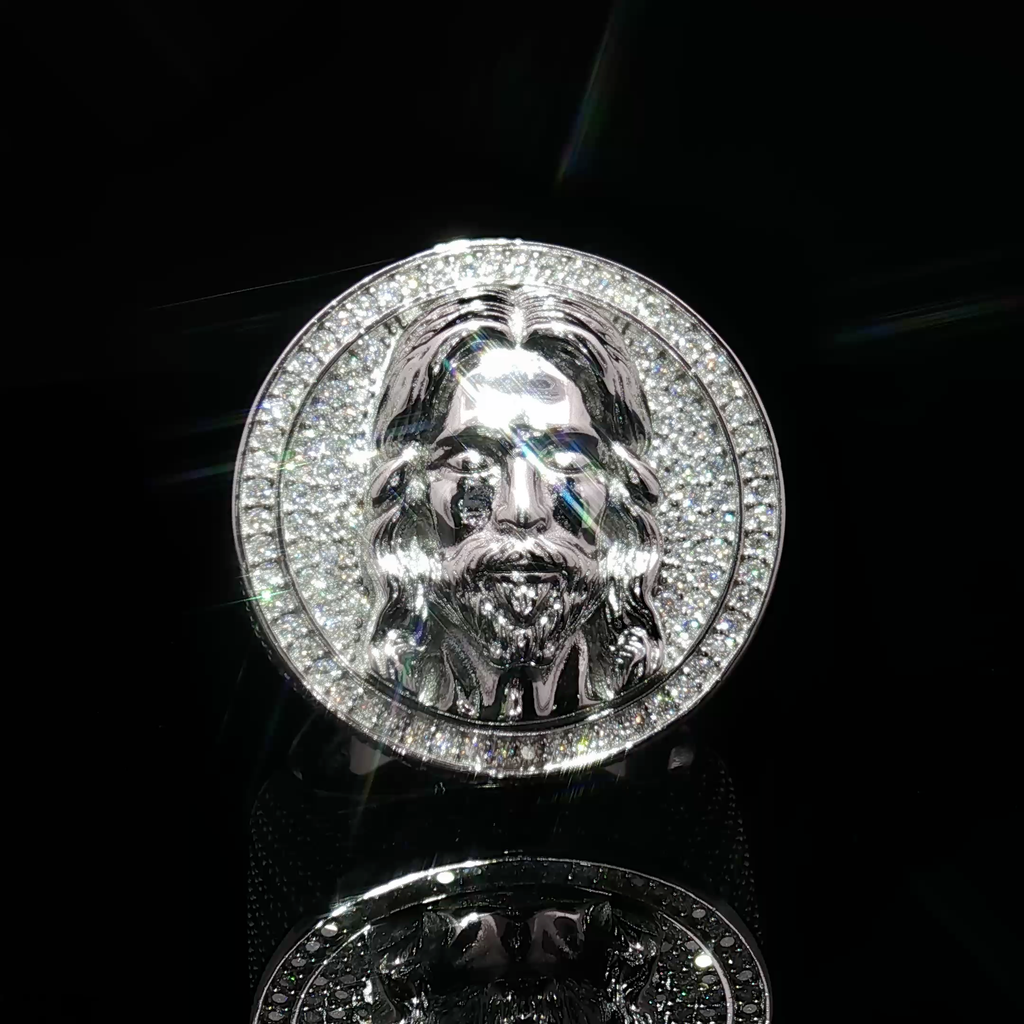 Jesus Face Iced Out Ring