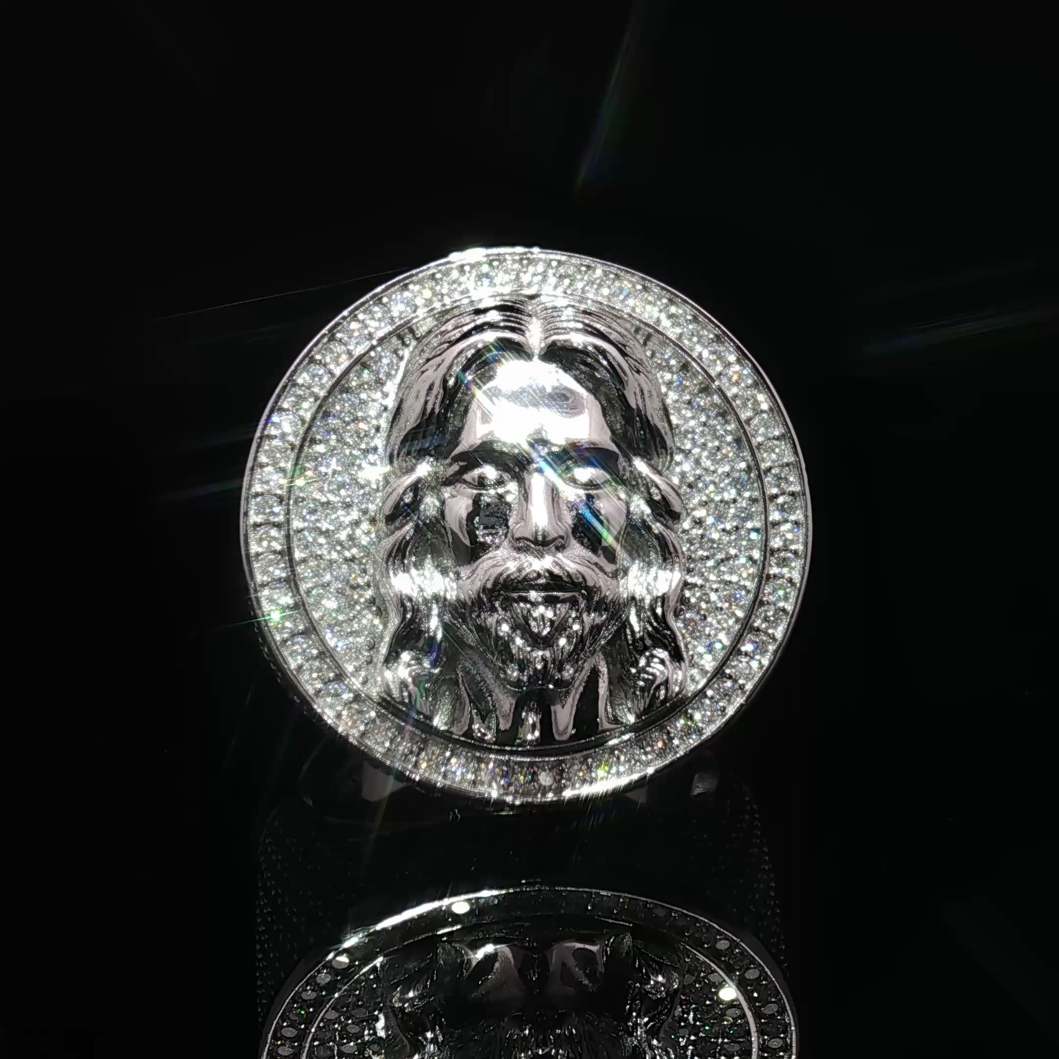 Jesus Face Iced Out Ring