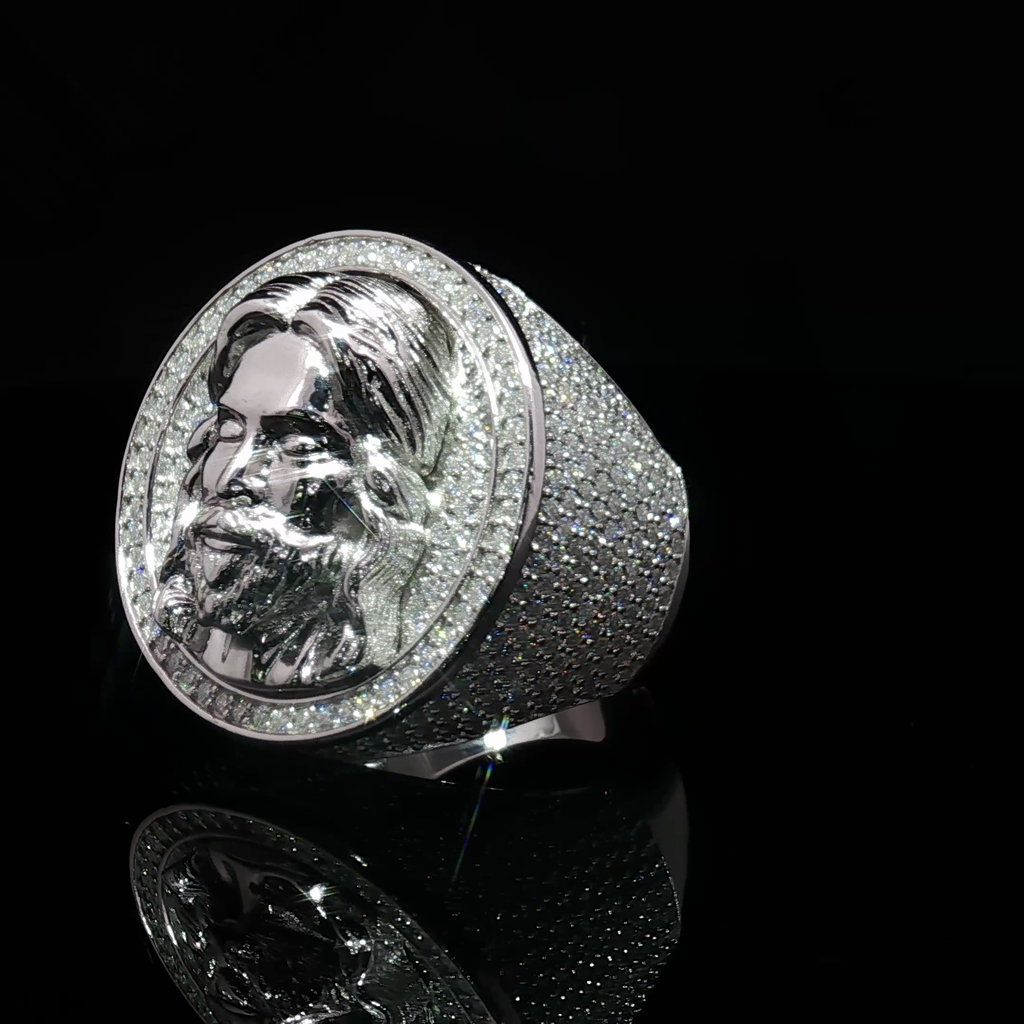 Jesus Face Iced Out Ring