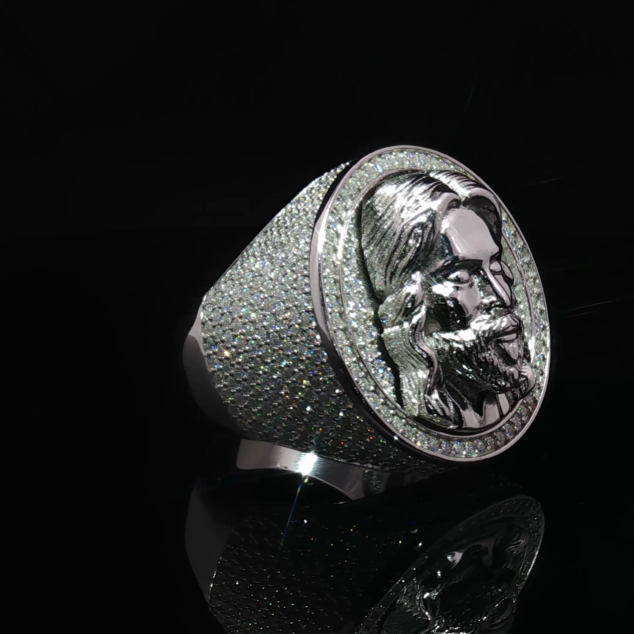 Jesus Face Iced Out Ring