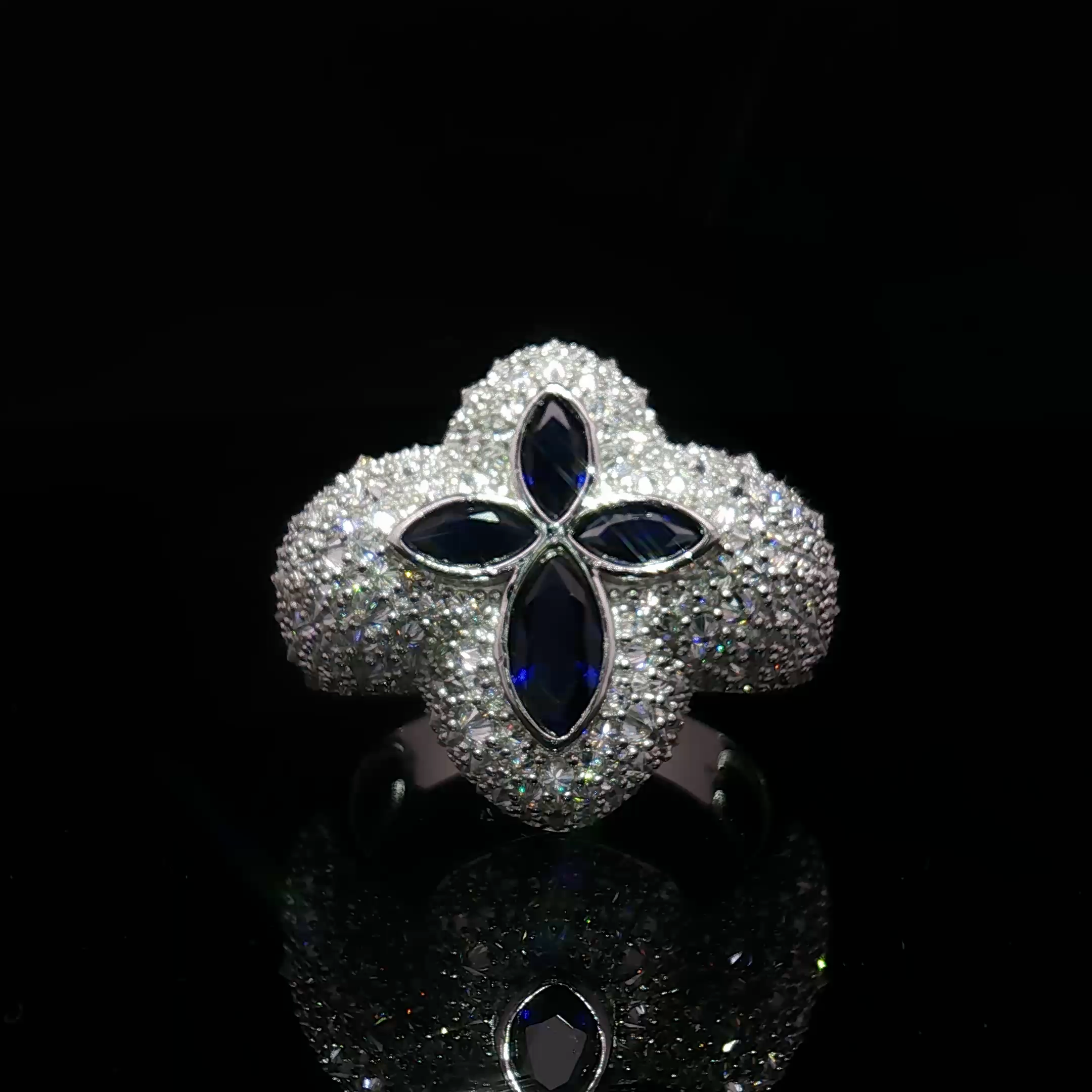 Ornate Pave Cross ring