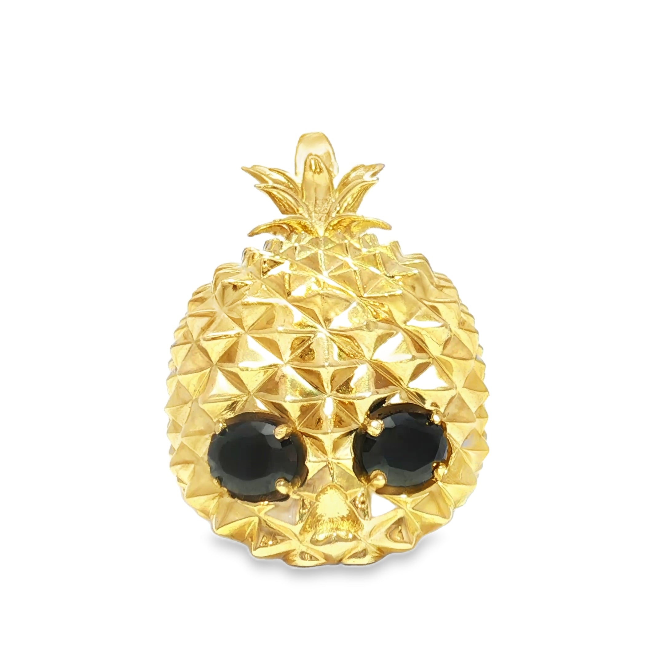 14K Gold Pineapple Skulls Ring