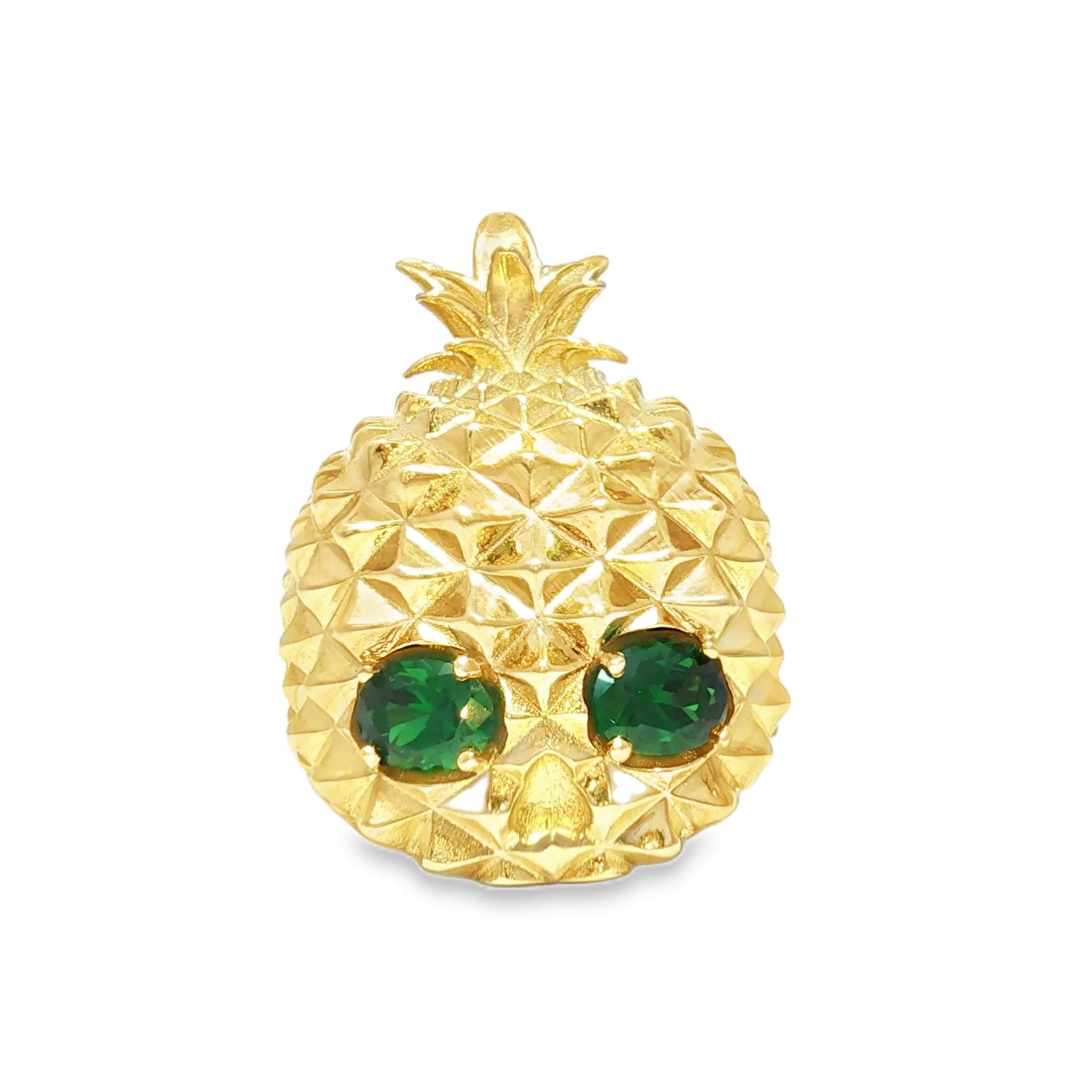 14K Gold Pineapple Skulls Ring