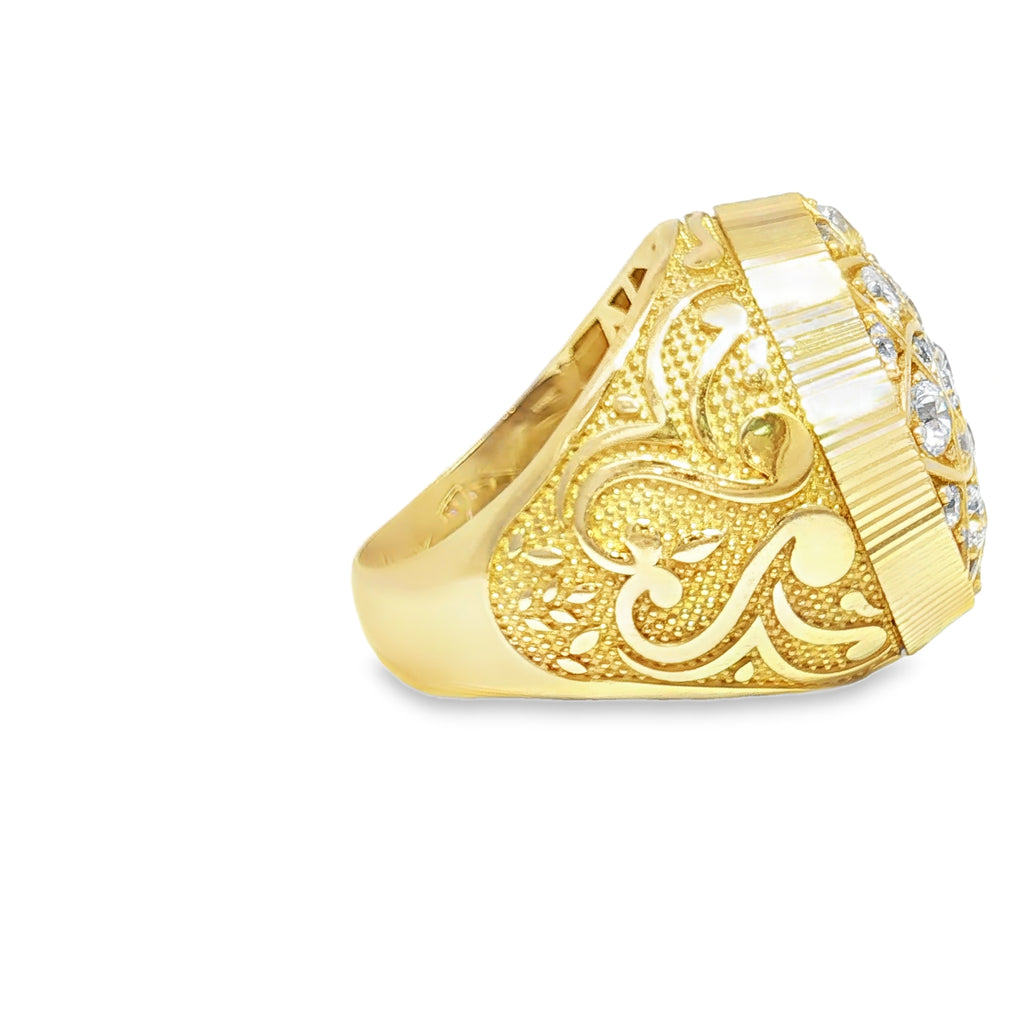 Yellow Gold Ring with Round Brilliant Cubic Zirconia