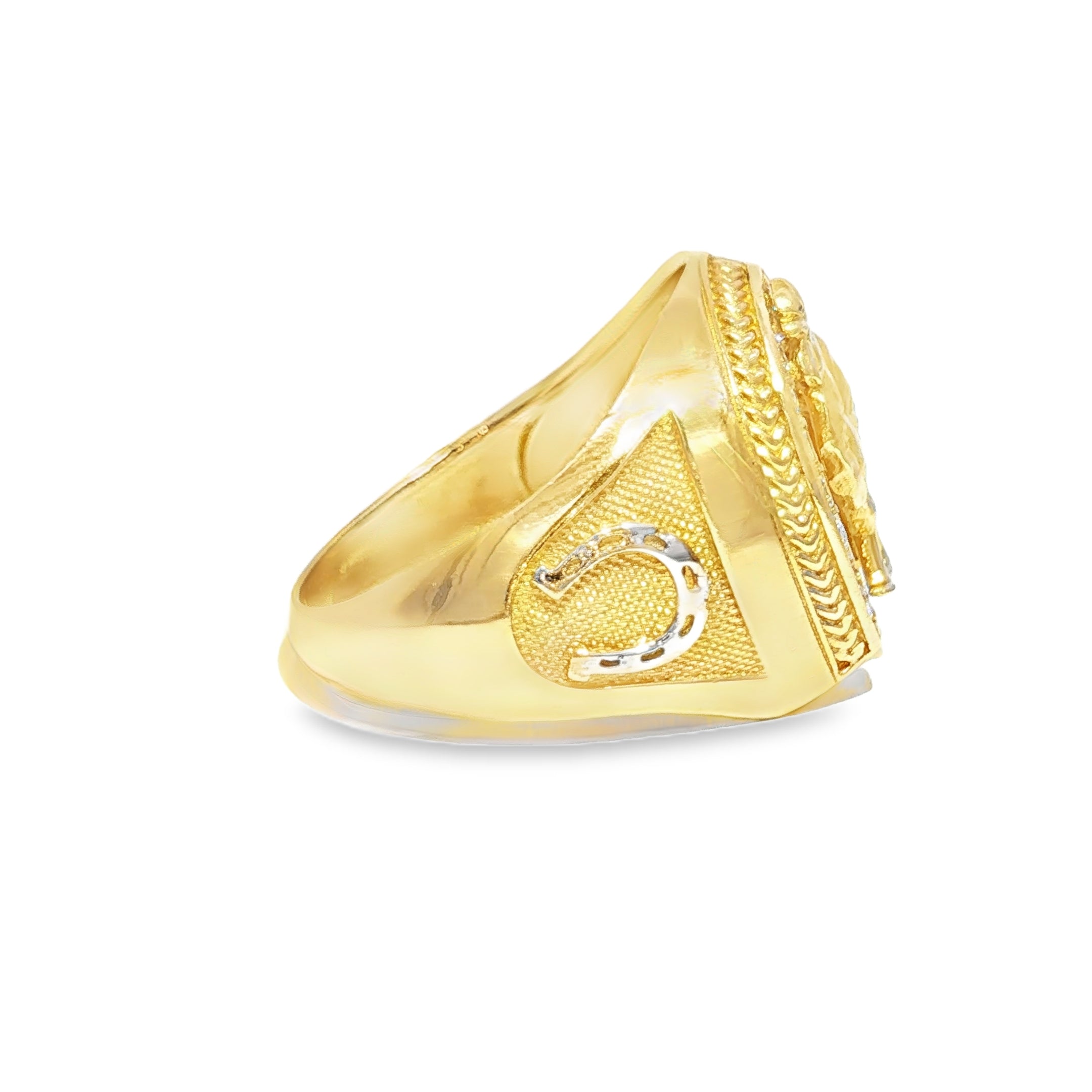 Horseshoe Rooster Ring in 14K Gold