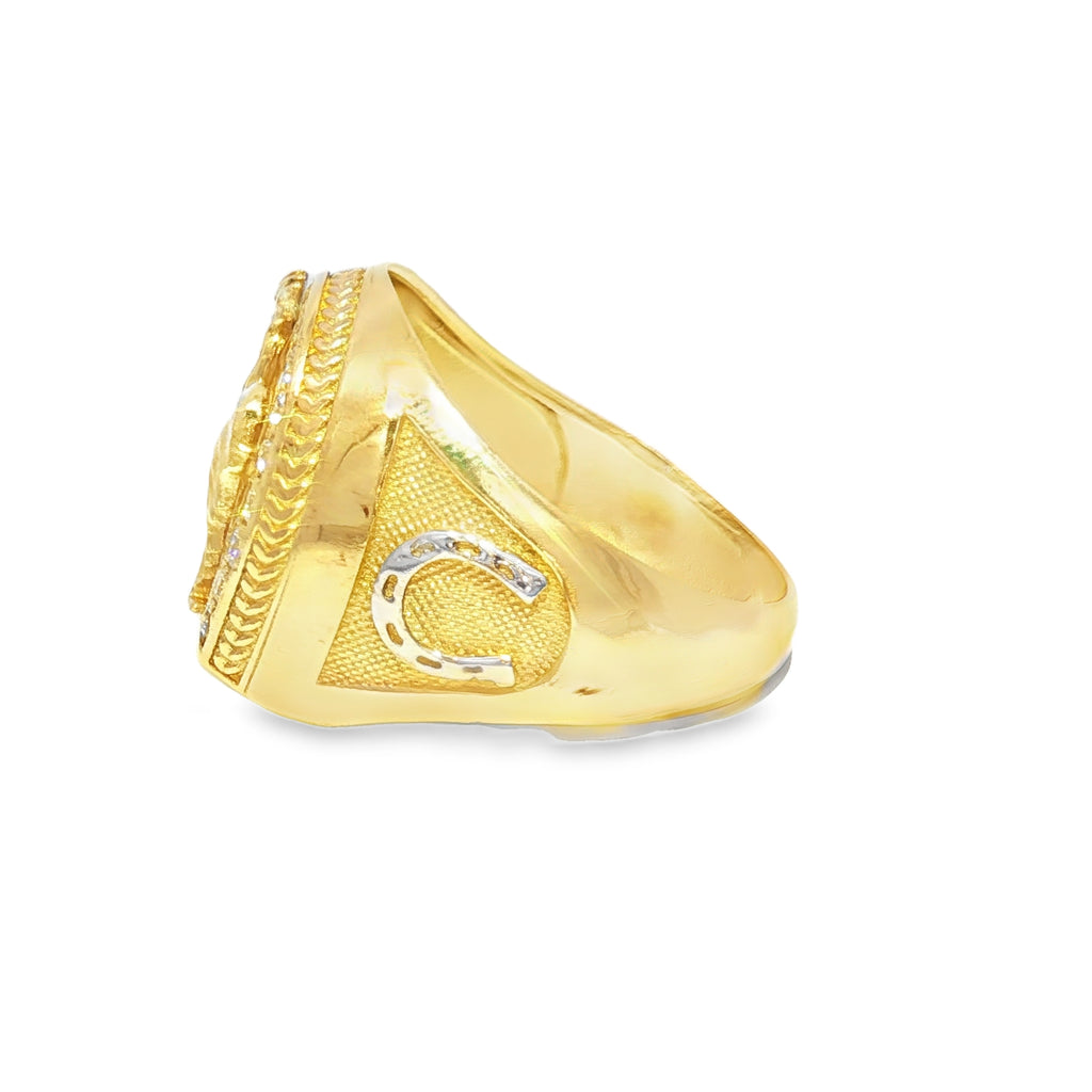 Horseshoe Rooster Ring in 14K Gold