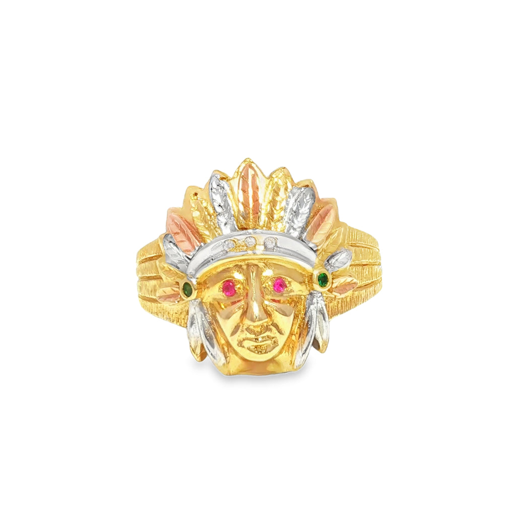 14K Native American Chief Ring