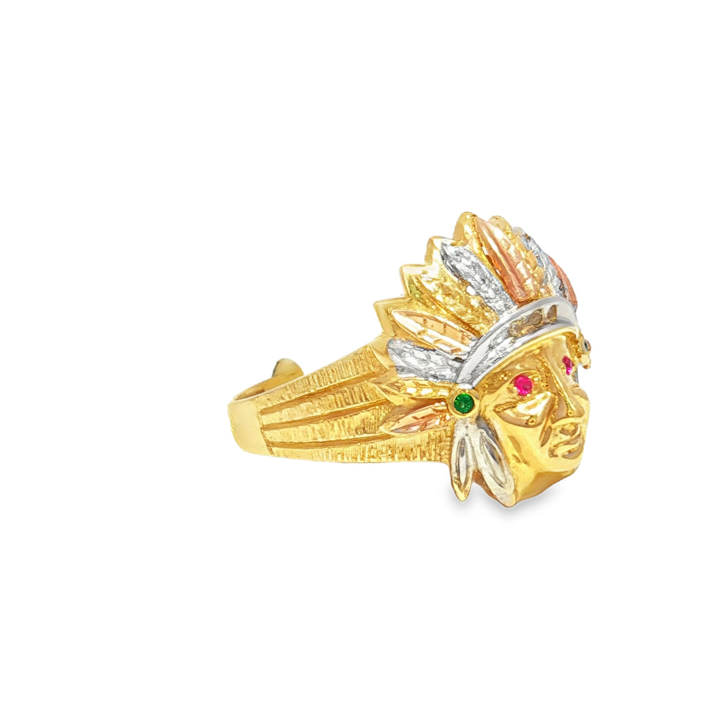 14K Native American Chief Ring