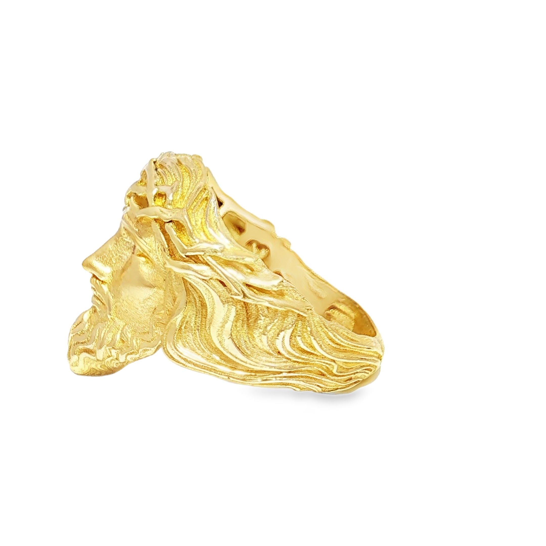 14K Jesus Face Ring