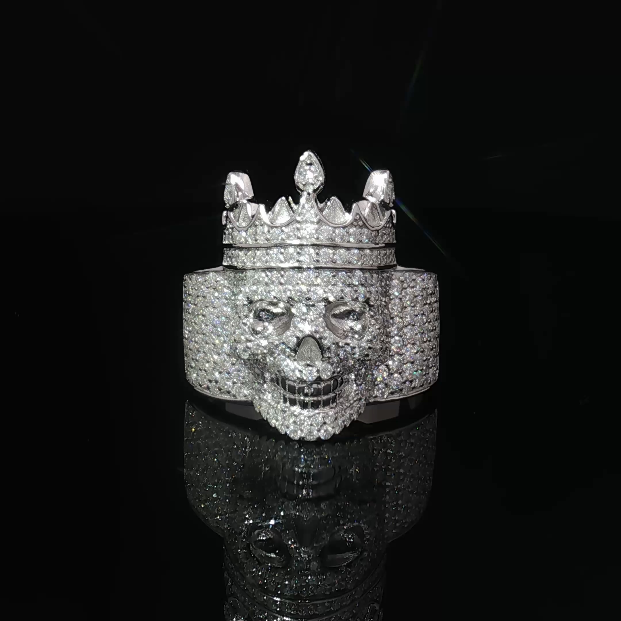 Crowned Skull Silver Ring