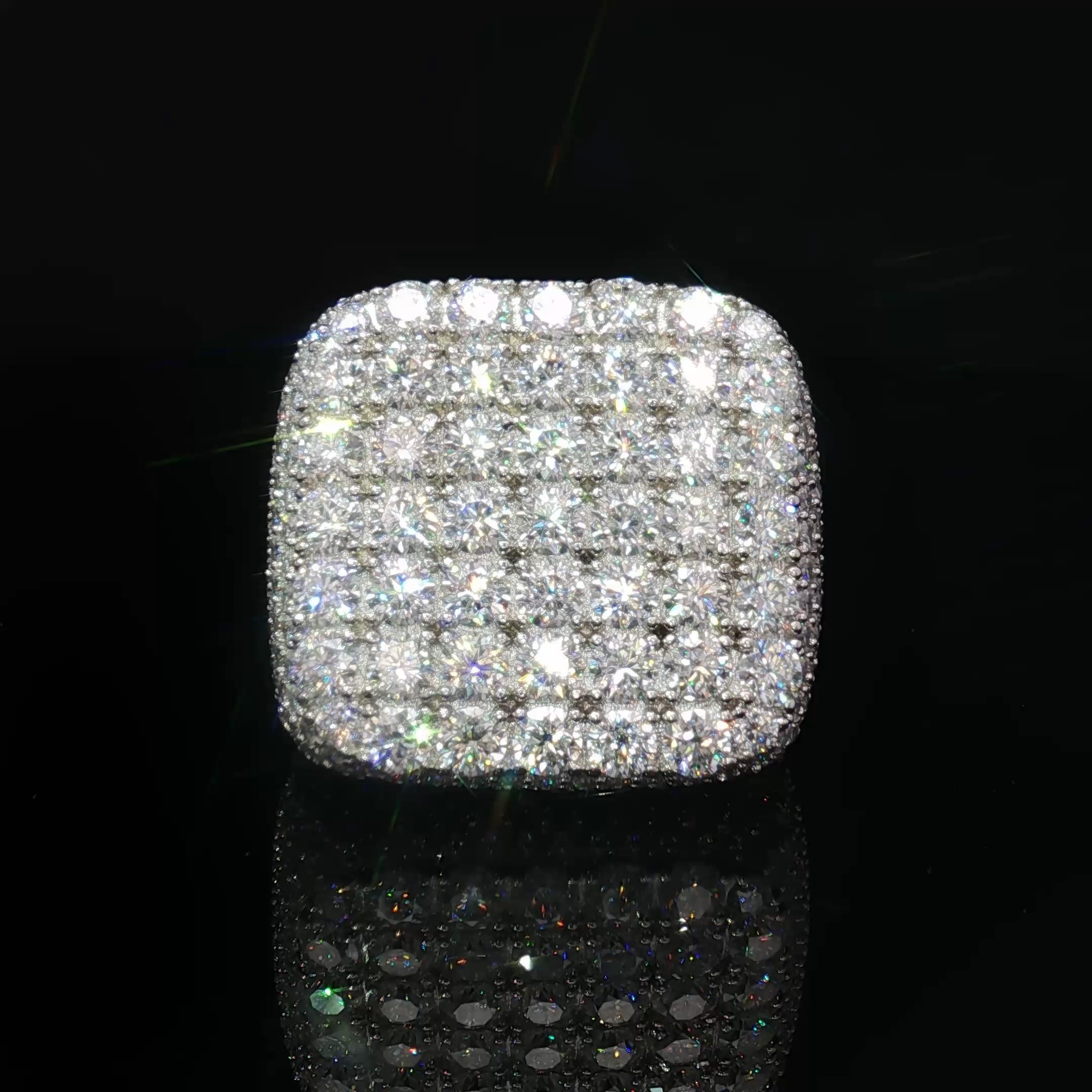 Multi stone Ring with Cushion Cut Moissanite