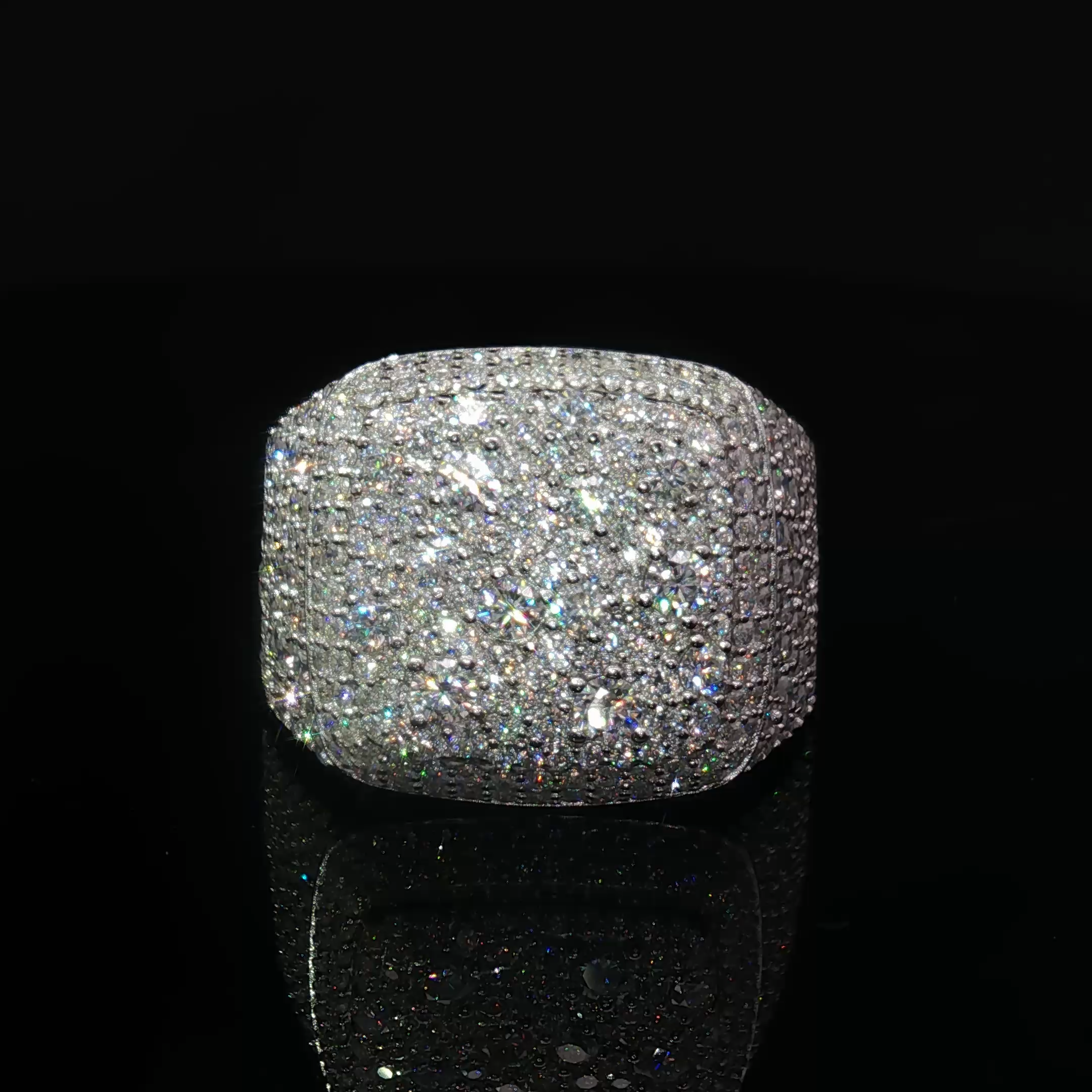 Silver Multi Stone Ring with mosaic setting moissanite