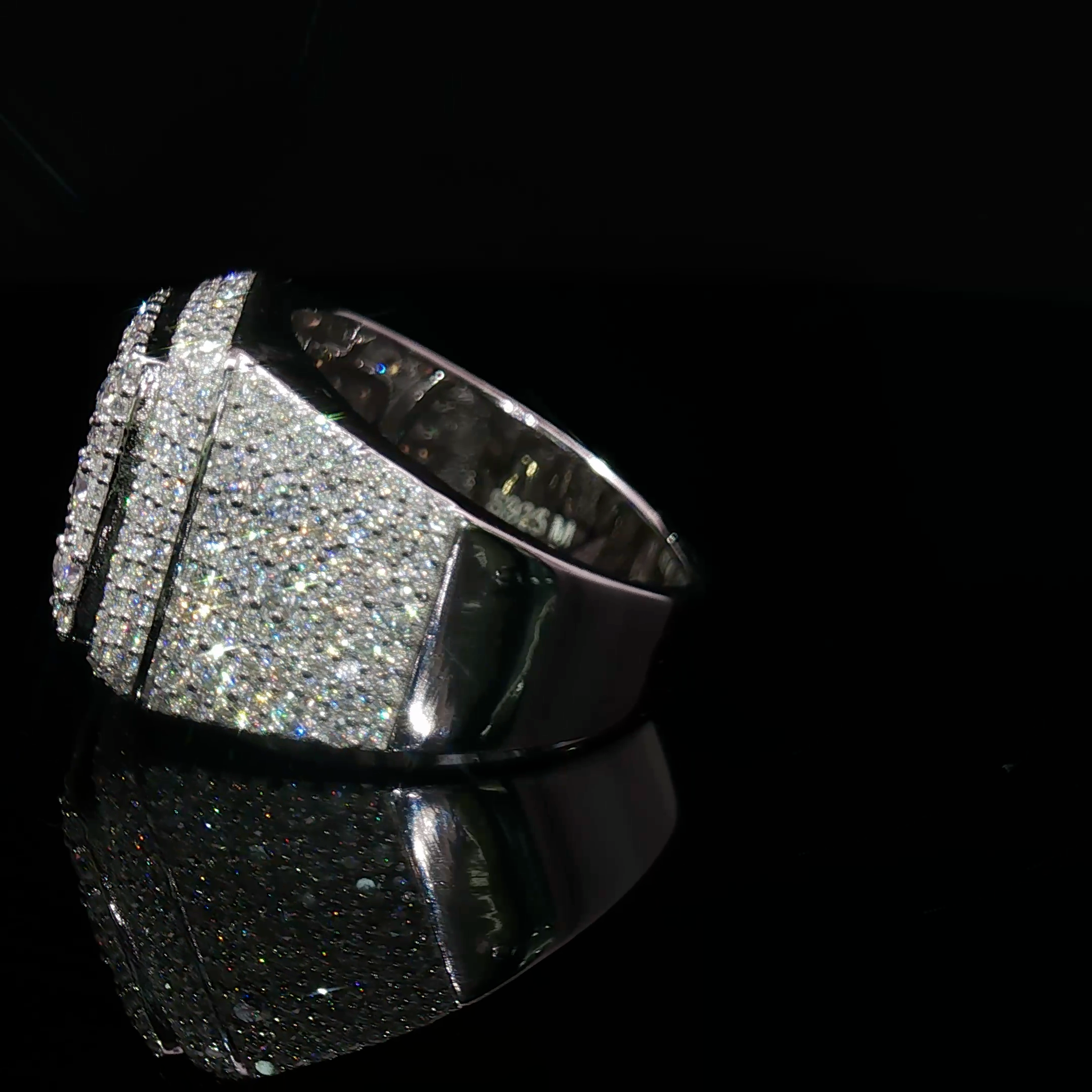 Silver Multi Stone Ring with mosaic setting moissanite