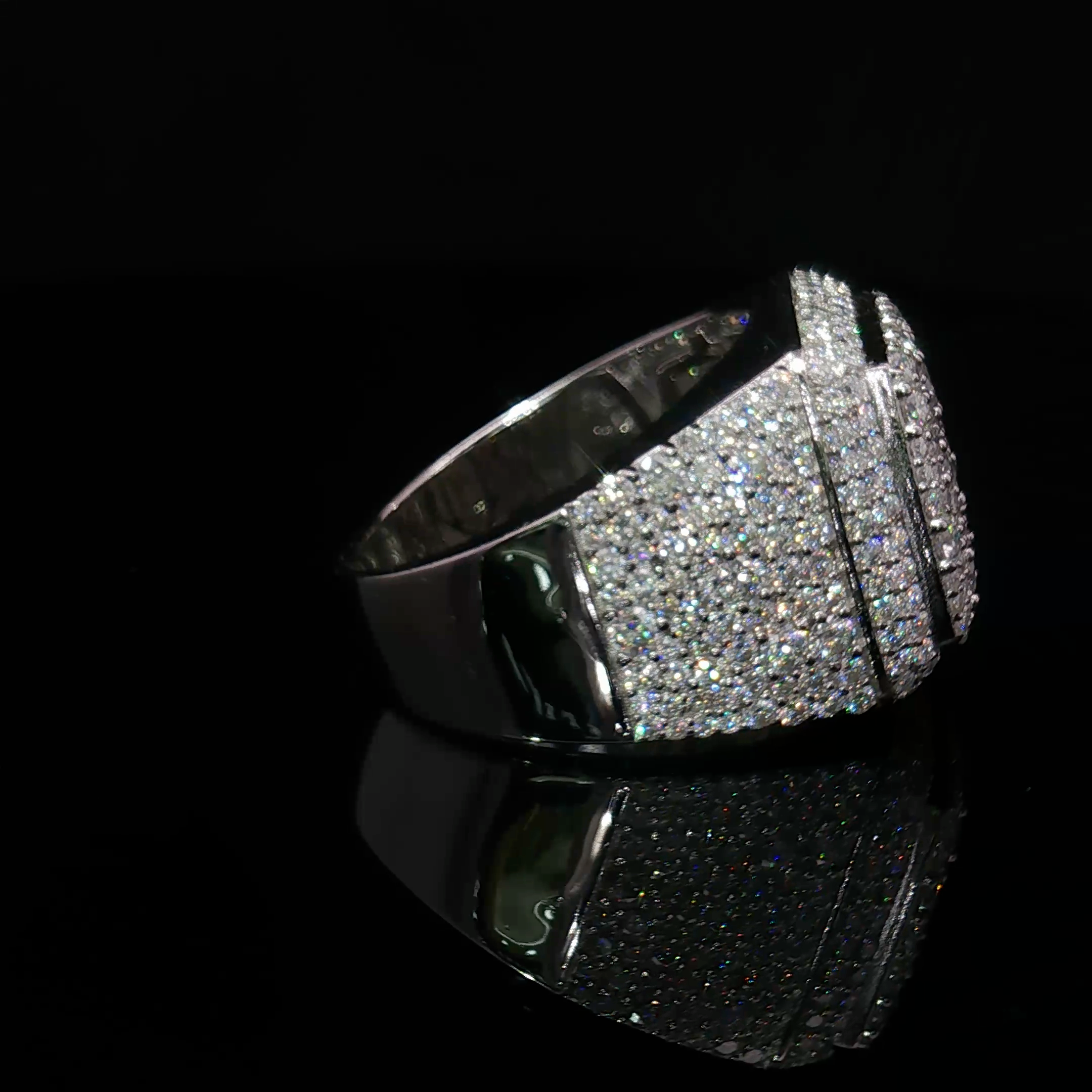 Silver Multi Stone Ring with mosaic setting moissanite