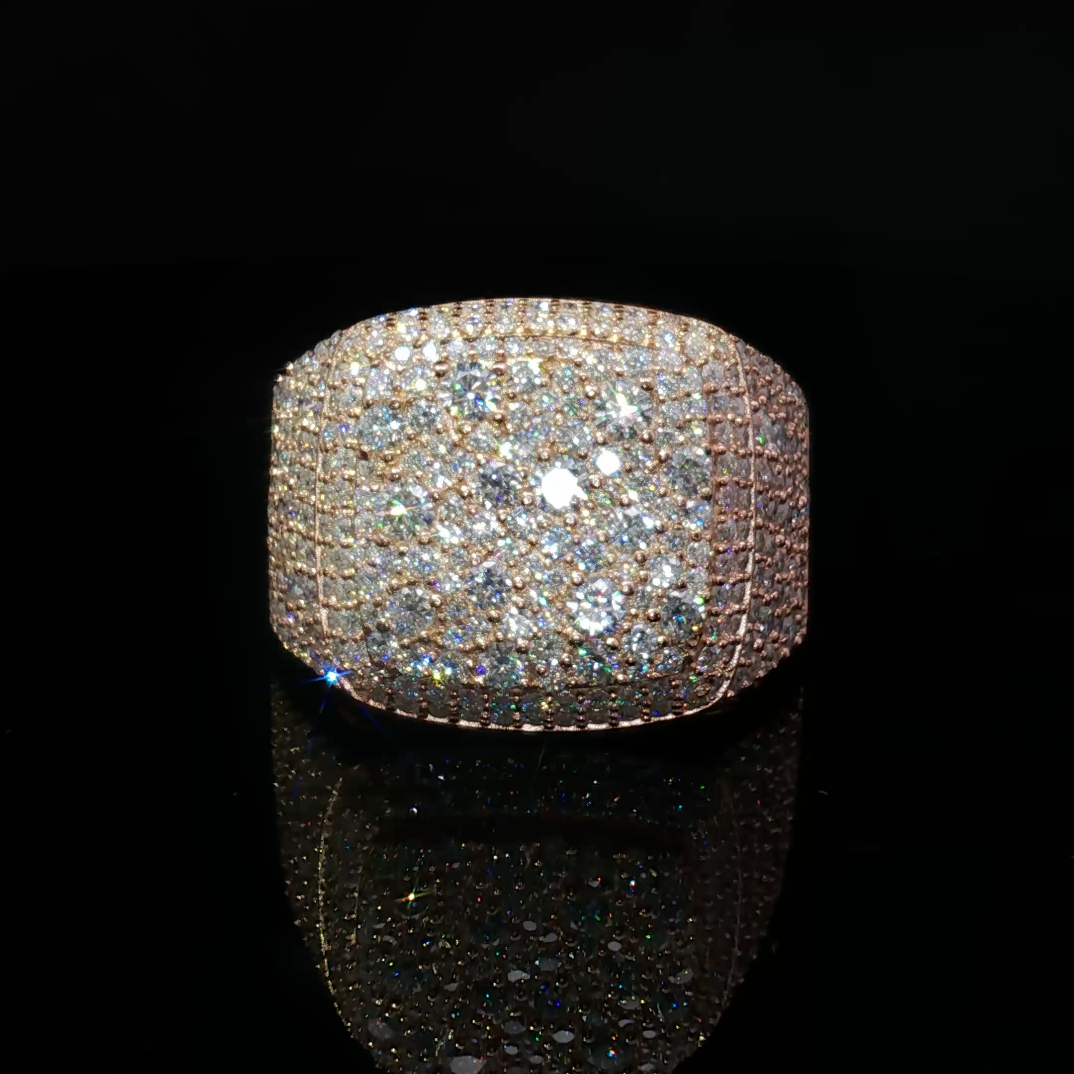 Silver Multi Stone Ring with mosaic setting moissanite