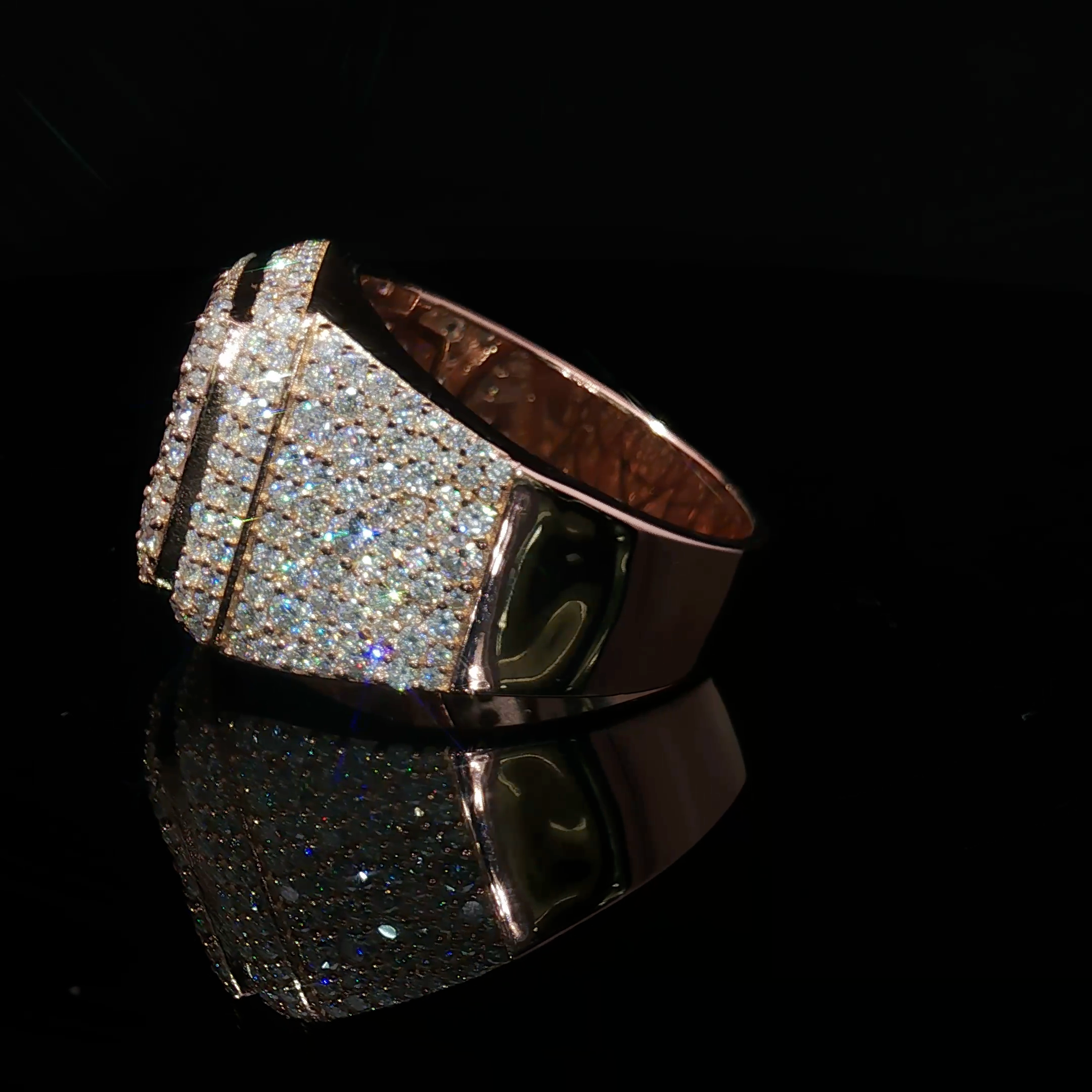 Silver Multi Stone Ring with mosaic setting moissanite