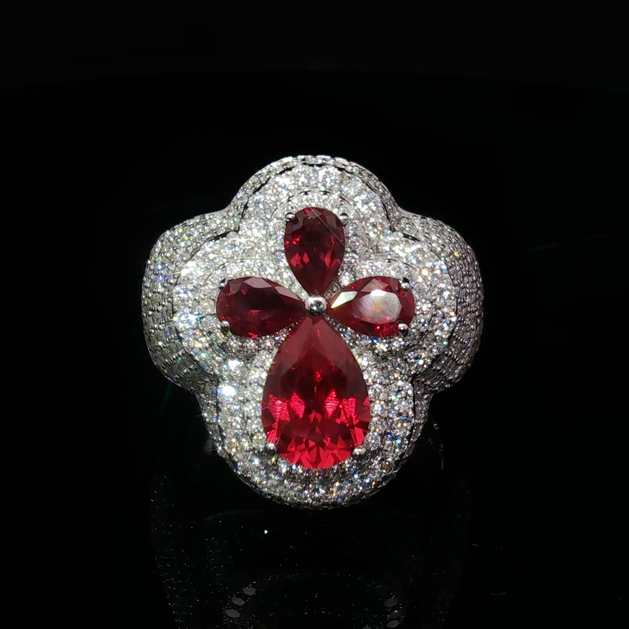 Crimson Cross moissanite Ring