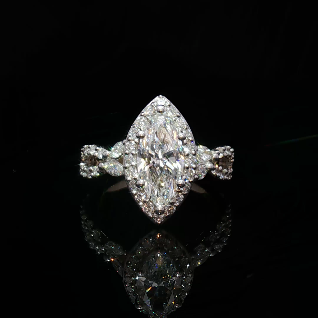 14K Marquise Cut Diamond Multistone Ring