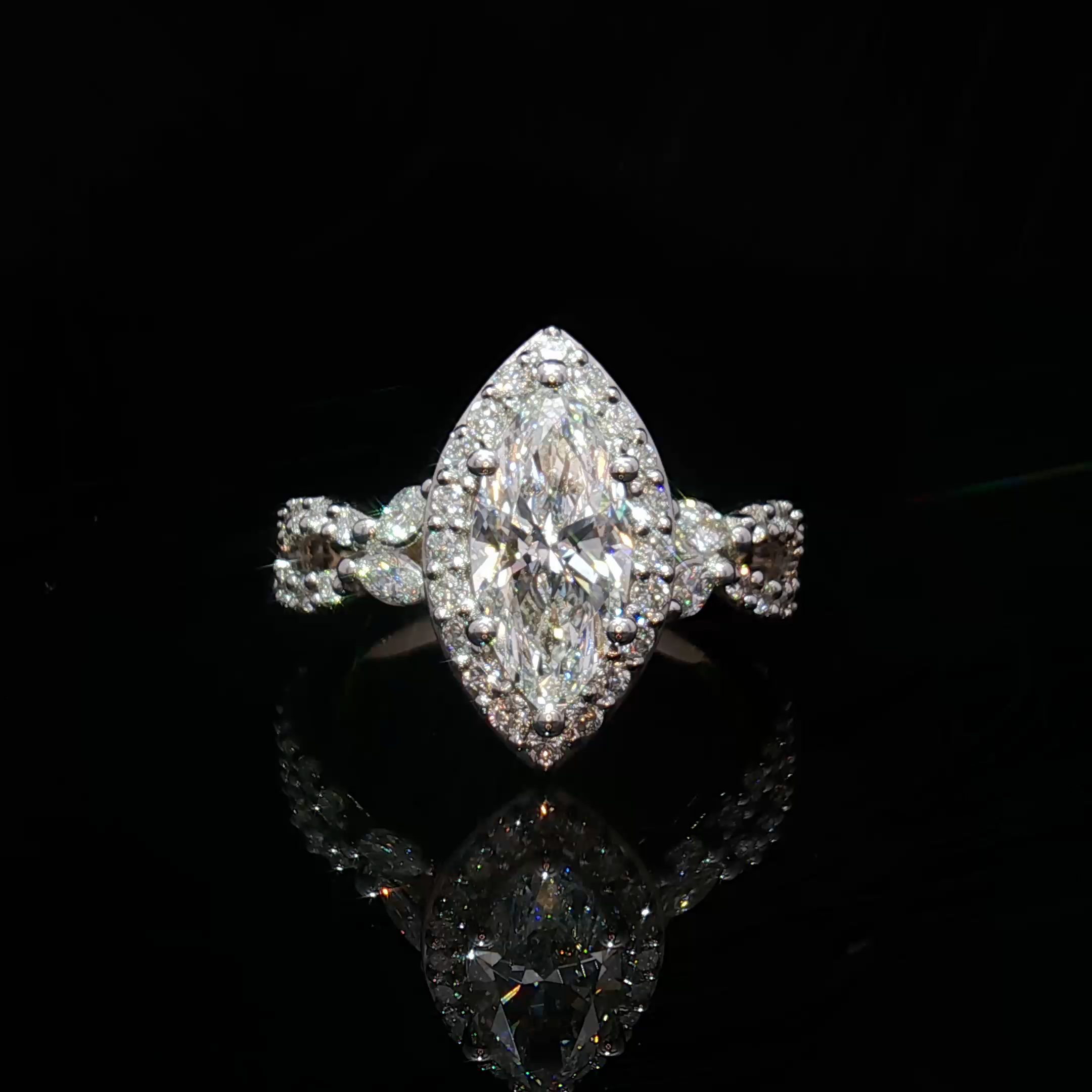 14K Marquise Cut Diamond Multistone Ring
