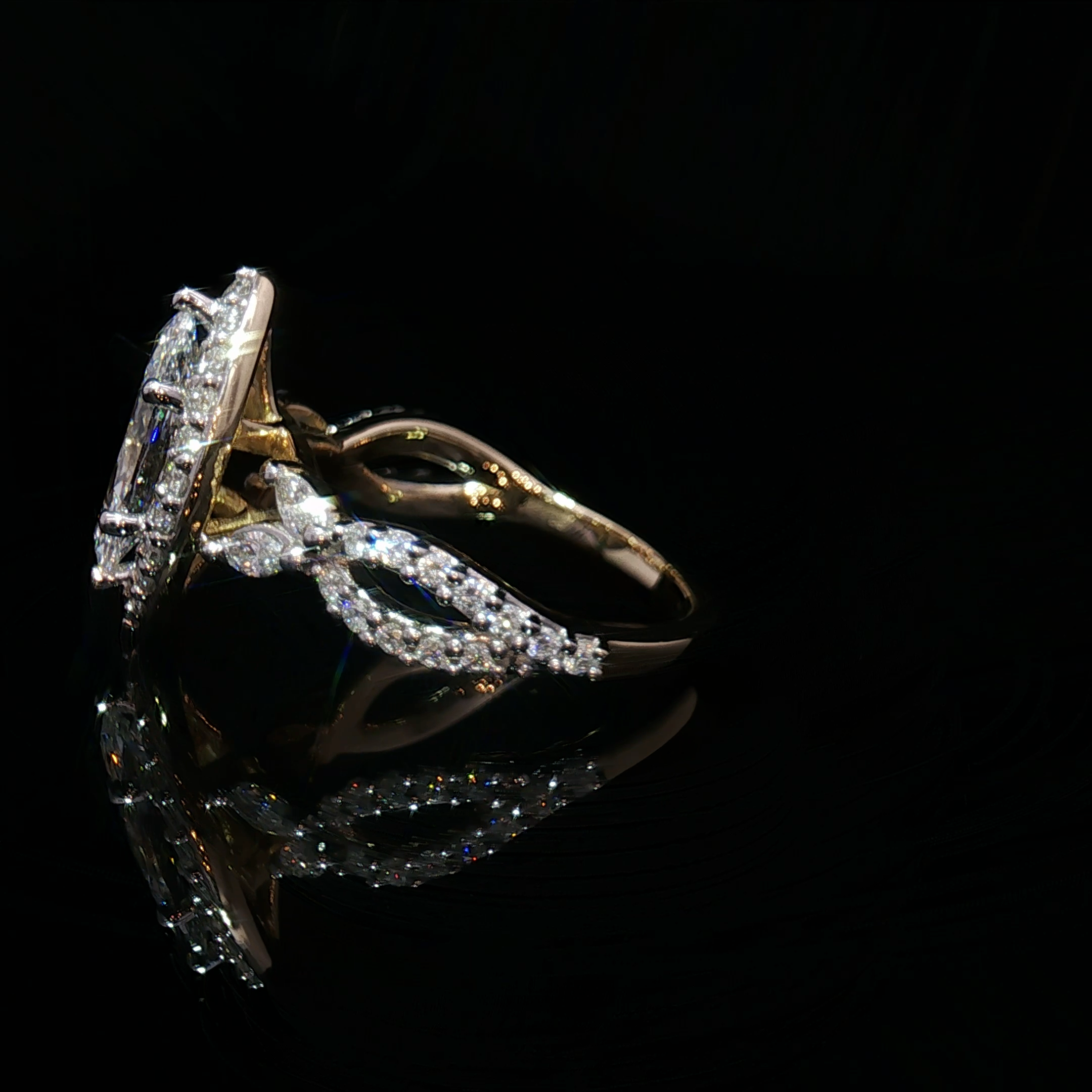 14K Marquise Cut Diamond Multistone Ring