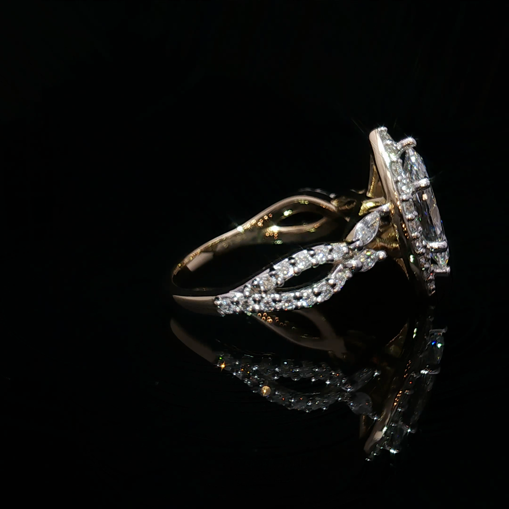 14K Marquise Cut Diamond Multistone Ring