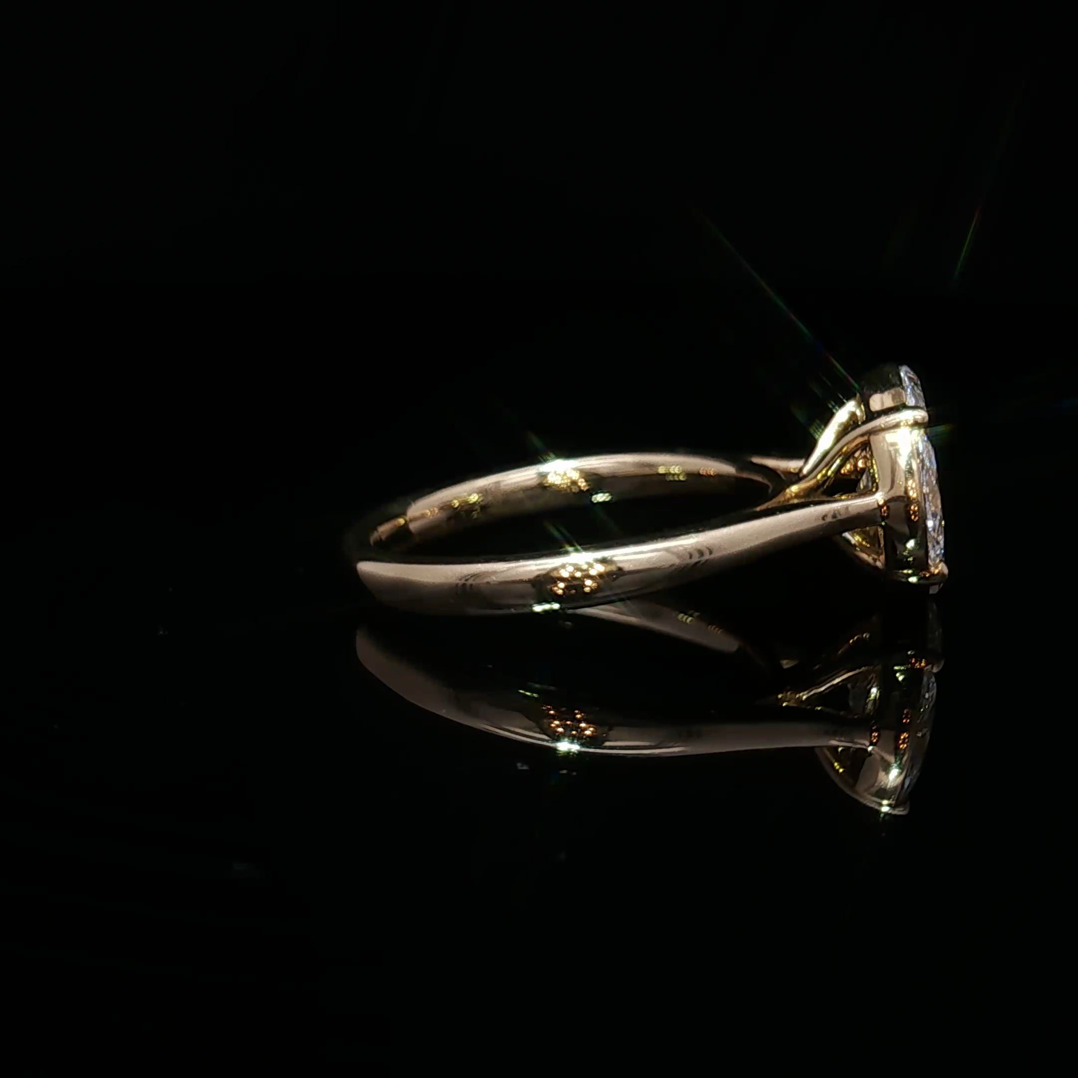Princess/Marquise Brilliant Cut Diamond Ring in yellow gold