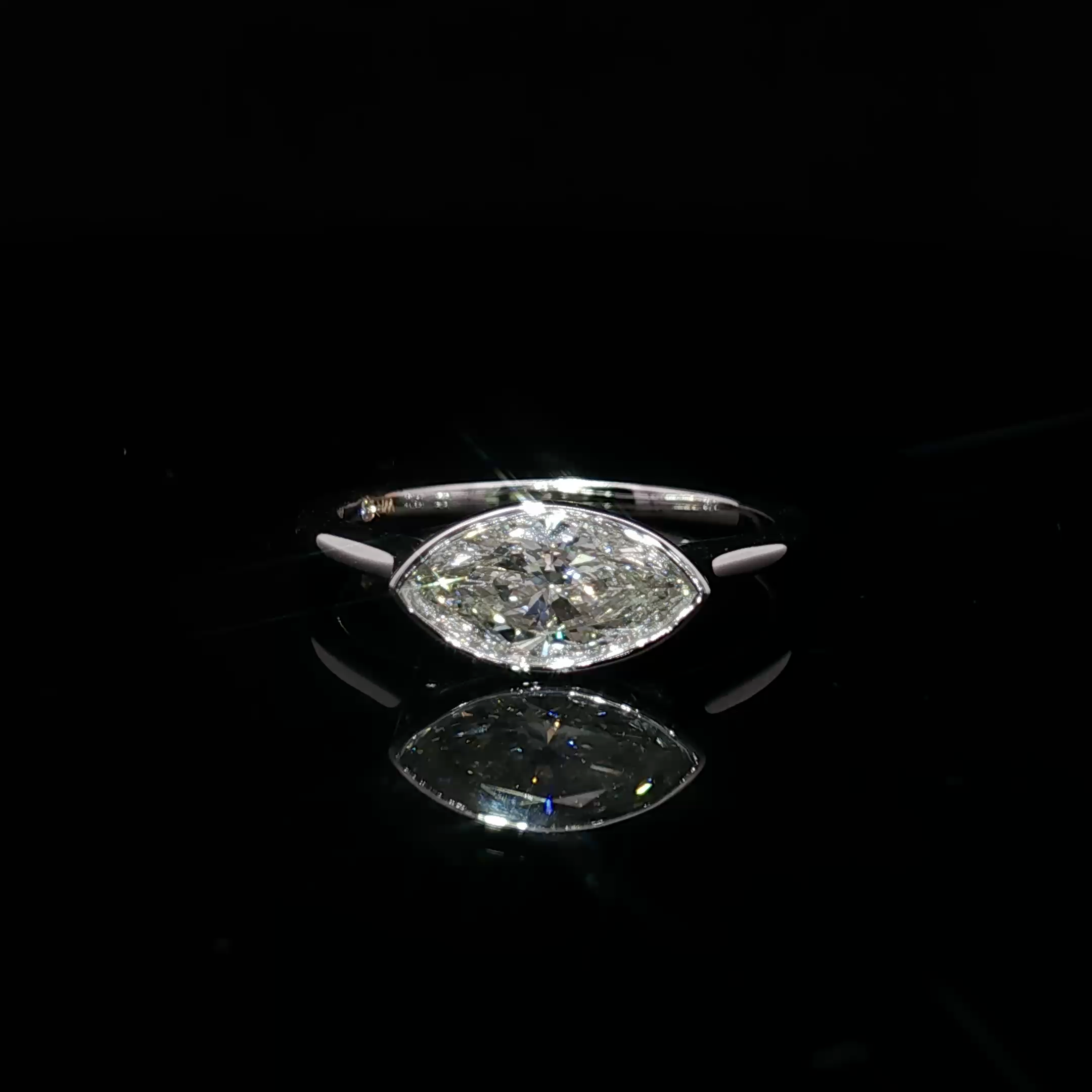 14K white Gold Solitaire Ring with Marquise Cut Diamond
