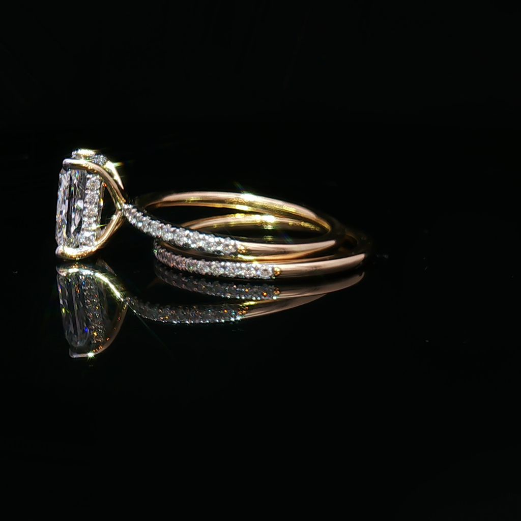 Radiant Cut Diamond yellow Gold Multistone Ring