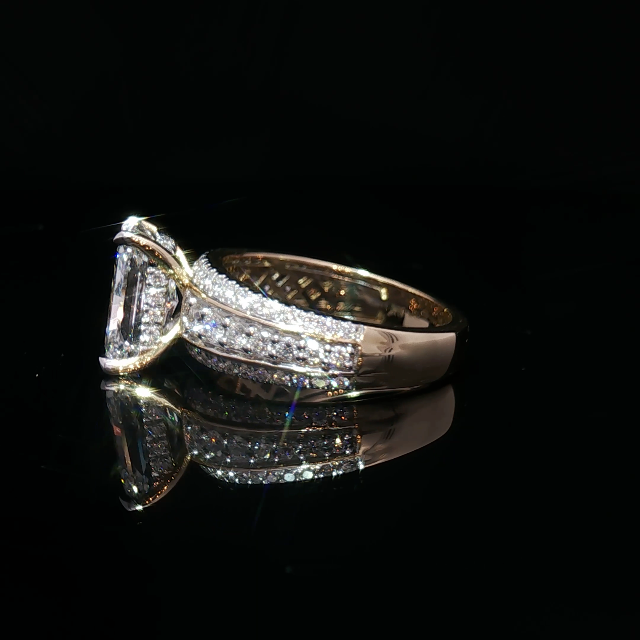 Yellow Gold Cushion Cut Diamond Multistone Ring