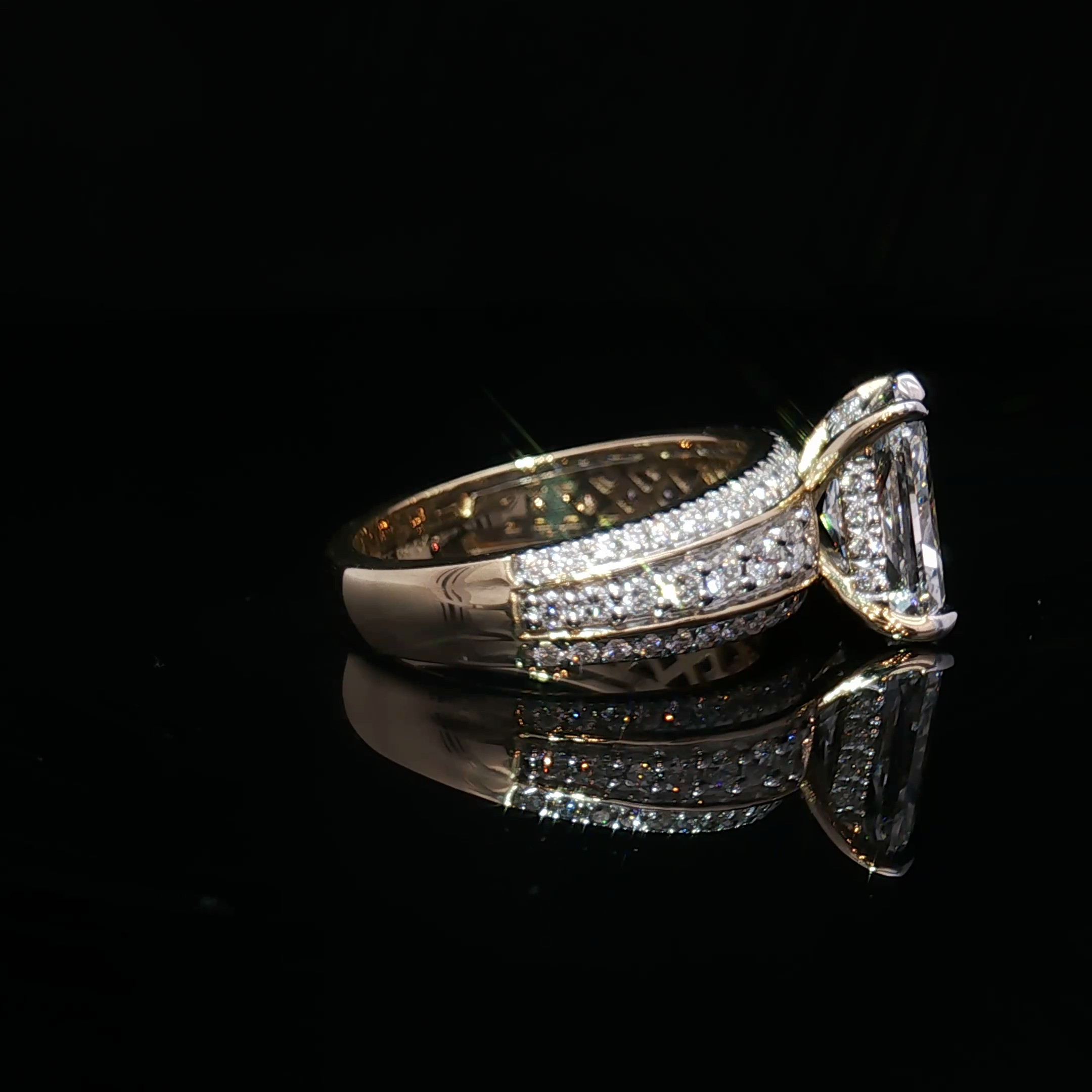 Yellow Gold Cushion Cut Diamond Multistone Ring