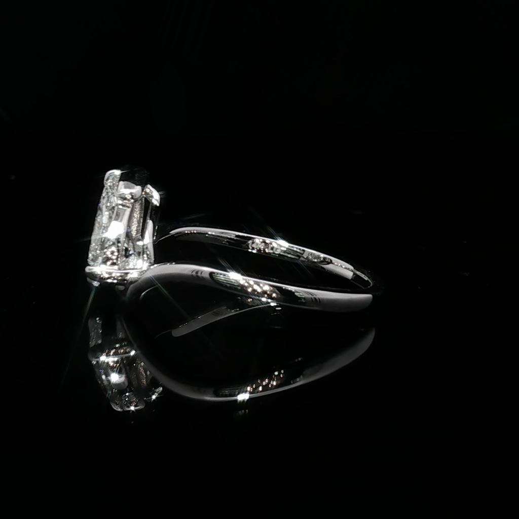 14K White Gold Solitaire Ring with Pear Cut Diamond