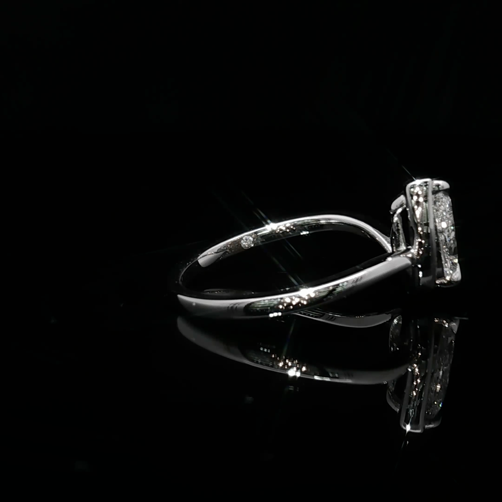 14K White Gold Solitaire Ring with Pear Cut Diamond