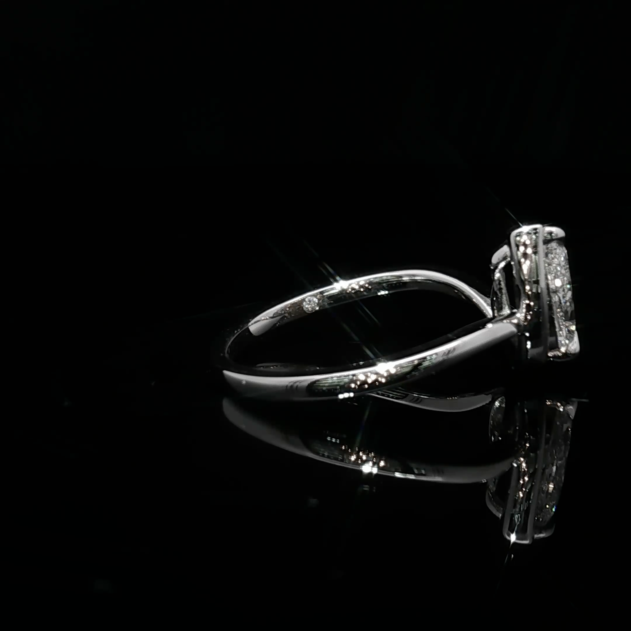 14K White Gold Solitaire Ring with Pear Cut Diamond
