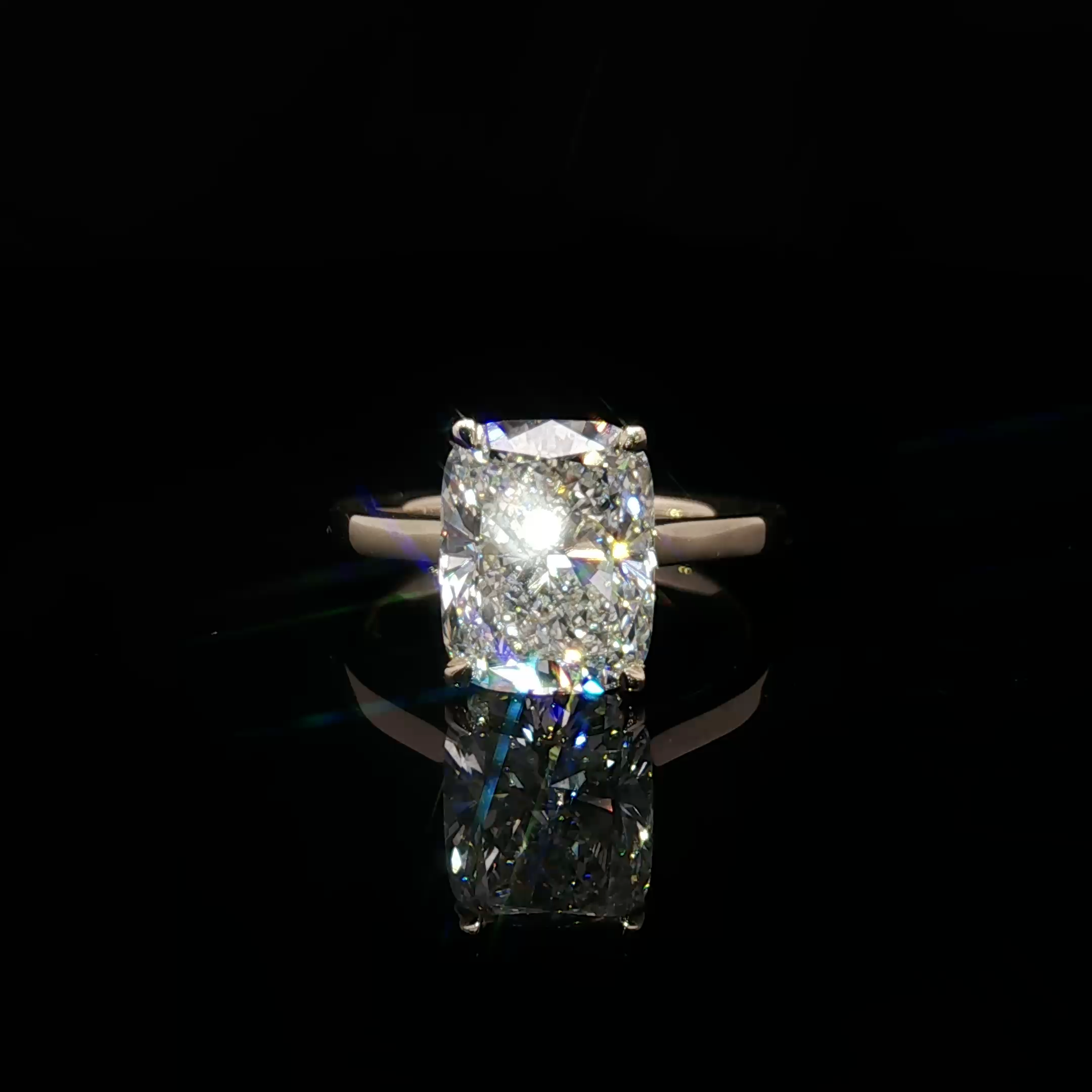 Yellow Gold Solitaire Ring with Cushion Cut Diamond