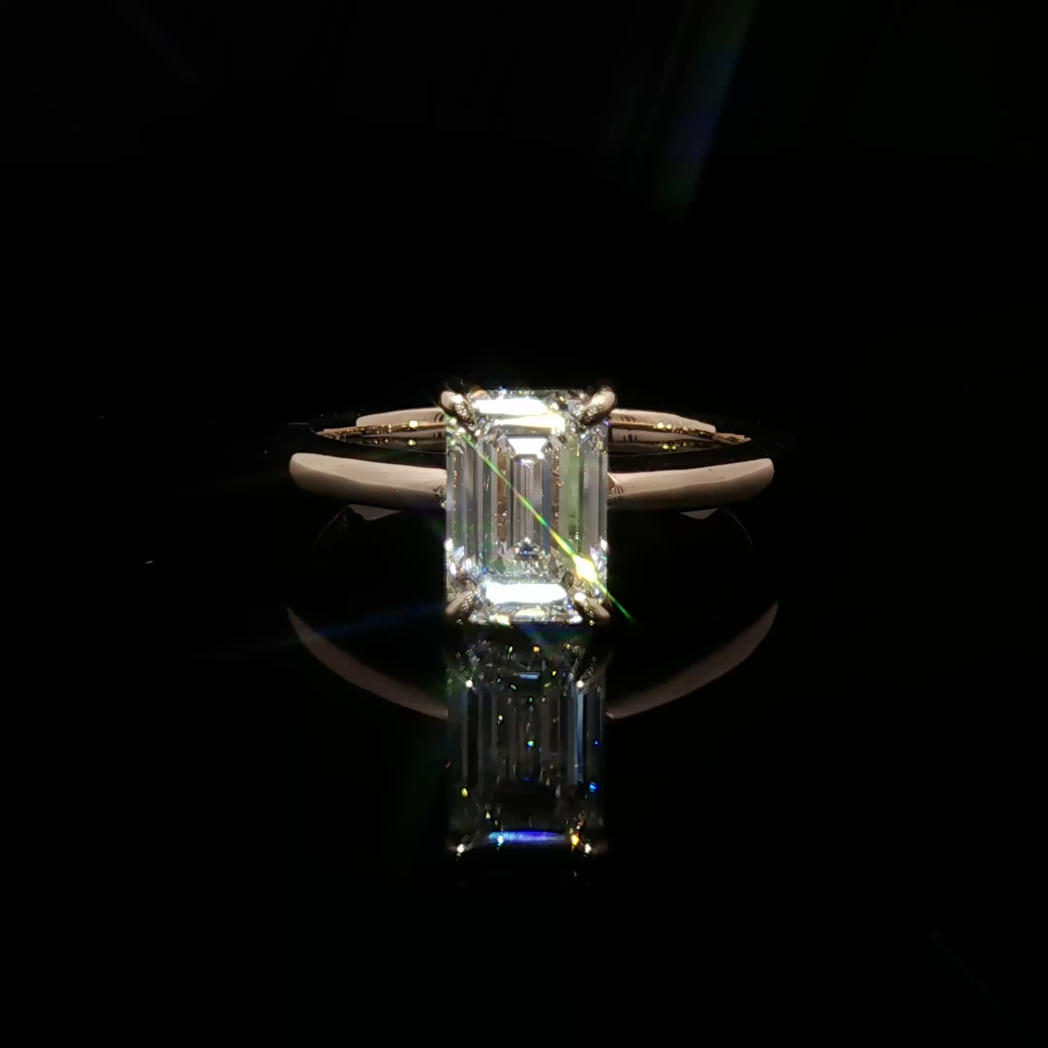 Emerald-Cut Diamond Solitaire Ring in Yellow Gold